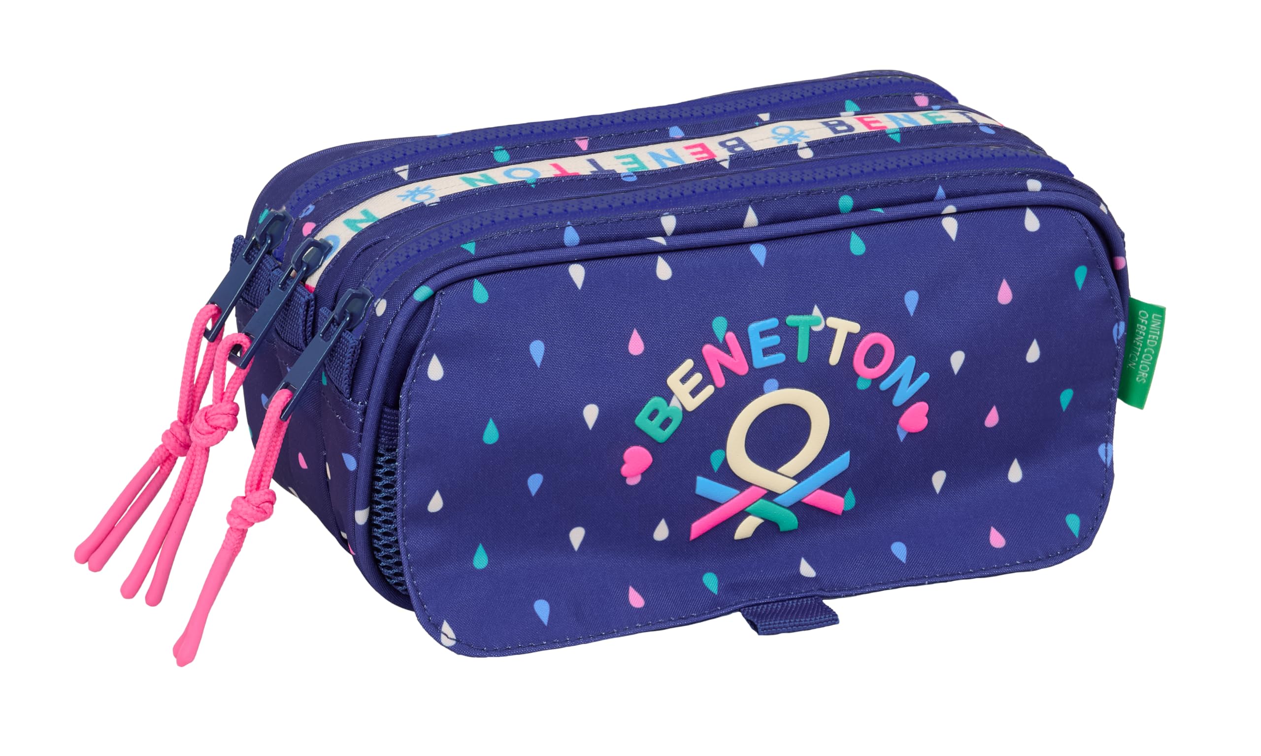Benetton DROP Trousse triple grande trousse pour enfant, idéale pour les enfants d'âge scolaire, confortable et polyvalente, qualité et résistance, 21,​5 x 8 x 10 cm