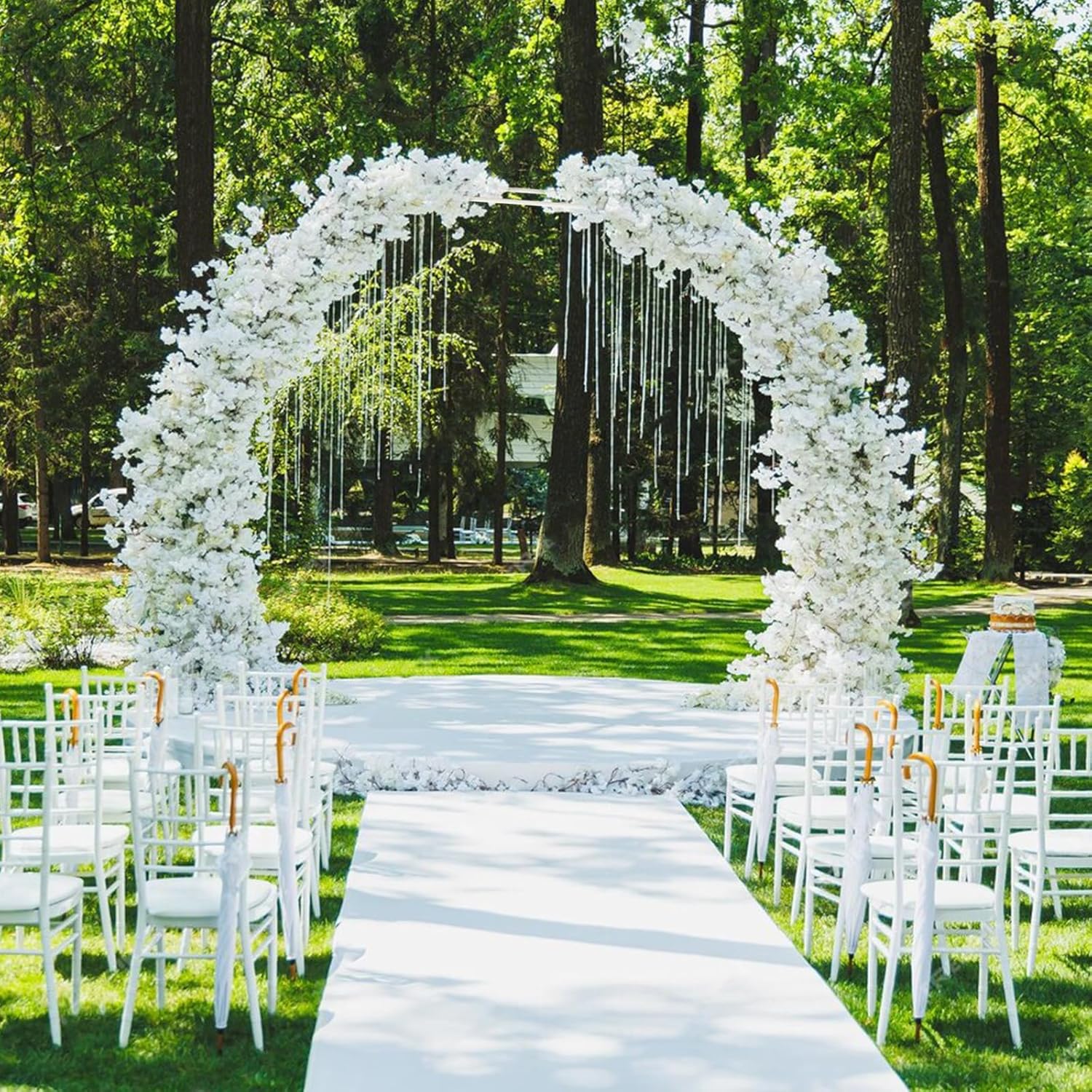 Garvee 9.8Ft x7.2Ft Garden Arch with Planter Metal Garden Arbor with Gate, Arch Trellis for Climbing Plants Various Climbing Plant Roses Vines Bridal Party Decoration White