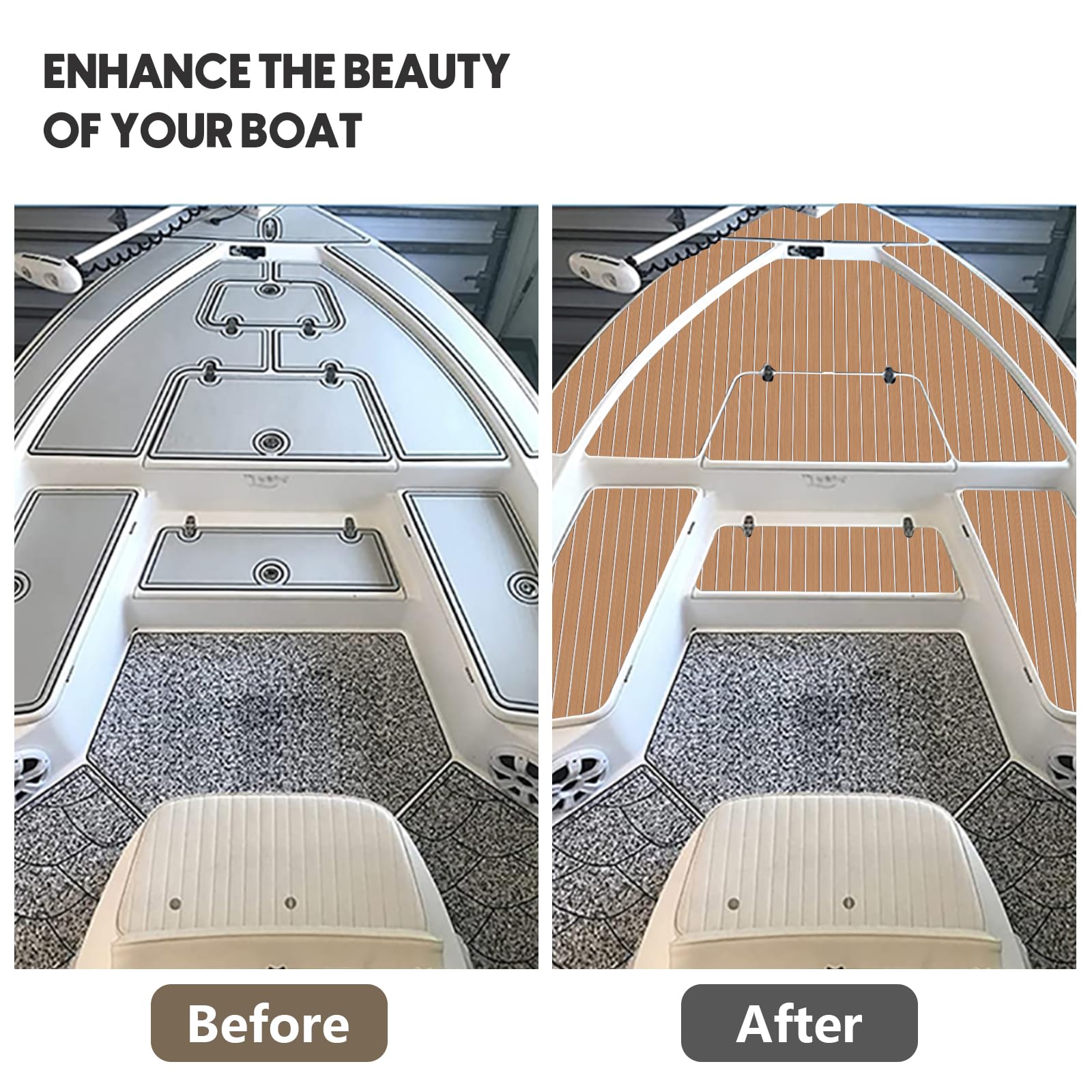 SenMore Schiuma Eva Tappetino per Barca, Navi e Marittimi, Tappetino Antiscivolo in Teak Artificiale può Essere Utilizzato per la Decorazione di Yacht, Kayak, Barche, RV, Piscine