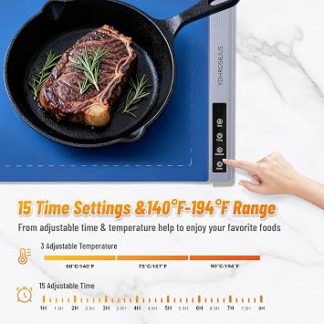 2 Pack Warming Mat for Food,Food Warming Mat,Electric Food Warmer Mat with Graphene Heating Tech, 3 Temperature Settings & 15 Timer Modes, Child Safety Lock, Silicone Heating Pad for Buffets Party