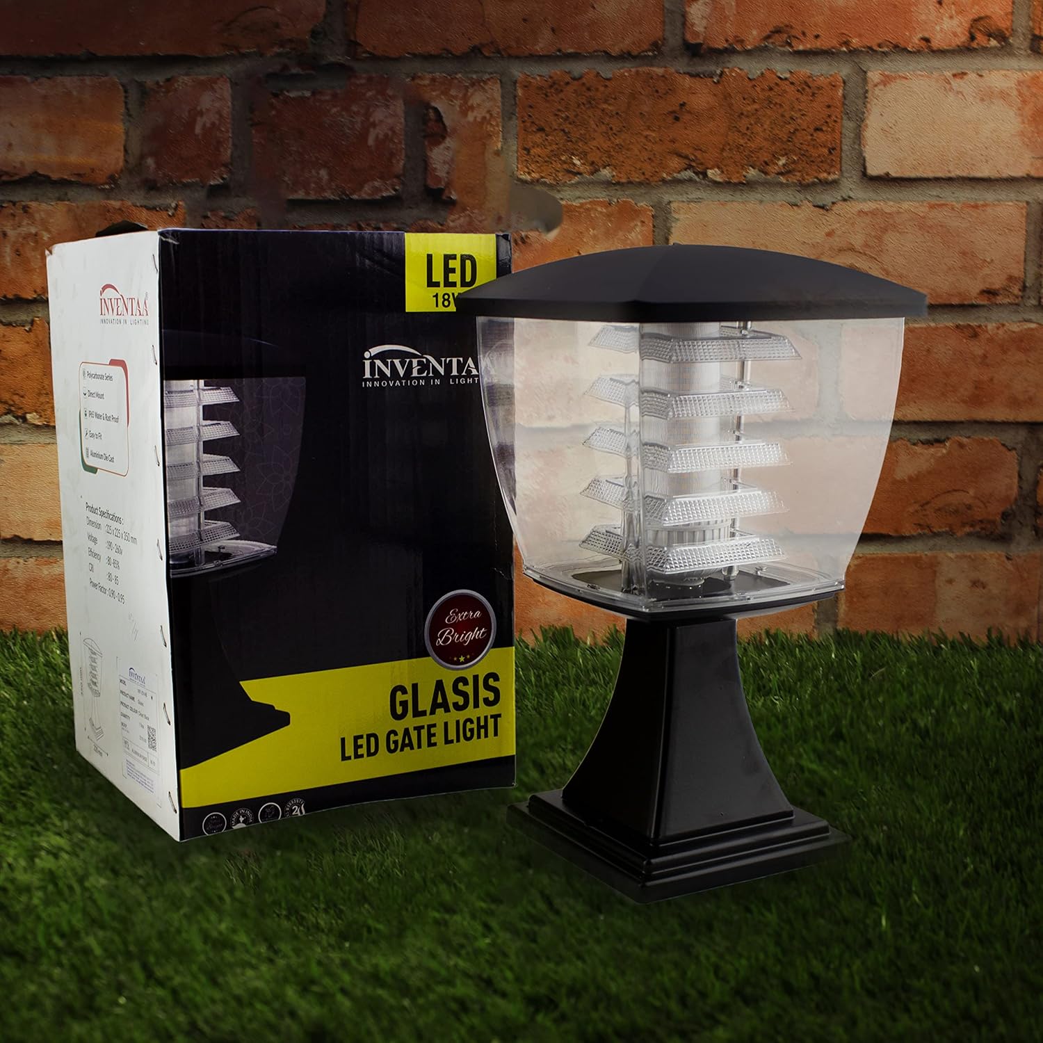 INVENTAA Glasis Unbreakable Gate Light for Home Gate Waterproof + 18W