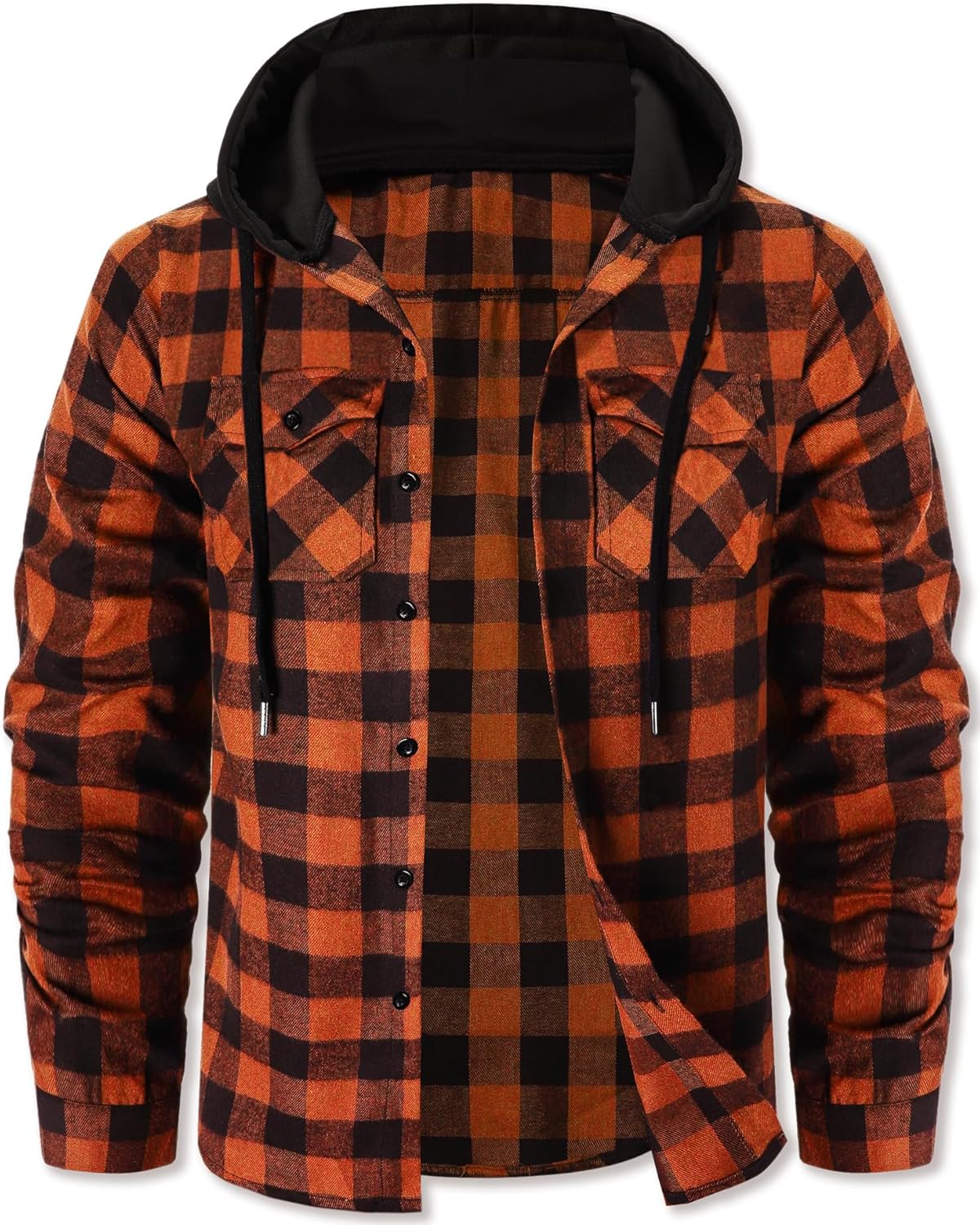 Cromoncent Boys and Mens Long Sleeve Hoodie Jacket Plaid Button Down Flannel Shirt Jacket