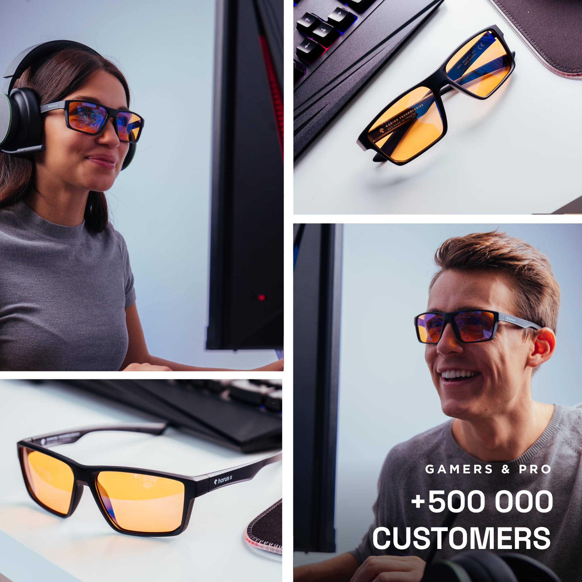Horus X • Okulary Przeciw Niebieskiemu Światłu | Antyrefleksyjne na Zmęczenie Oczu i Migrenę | Gaming V3