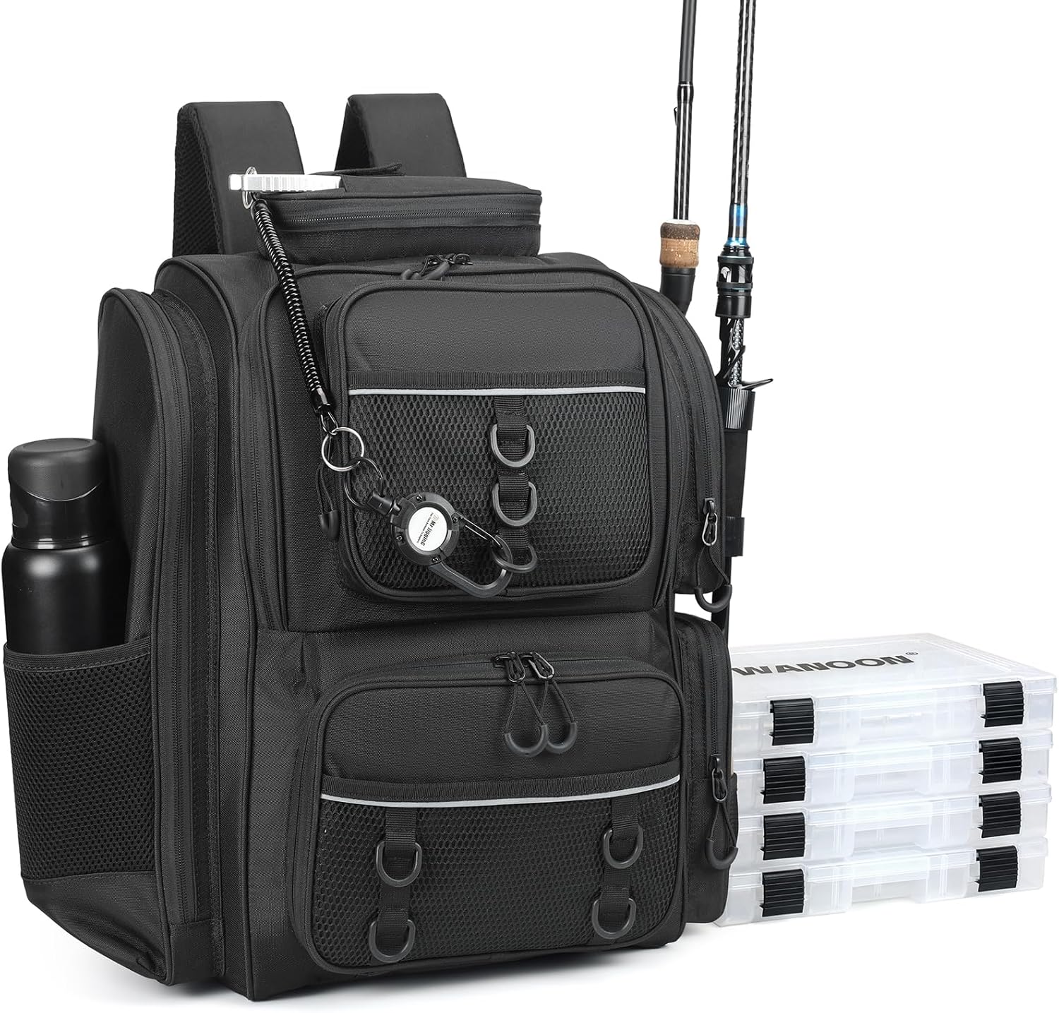 Fishing Backpack with Rod Holder Lightweight Water Resistant Tackle Backpack for Freshwater or Saltwater Large Storage High-Performance Fishing Bag