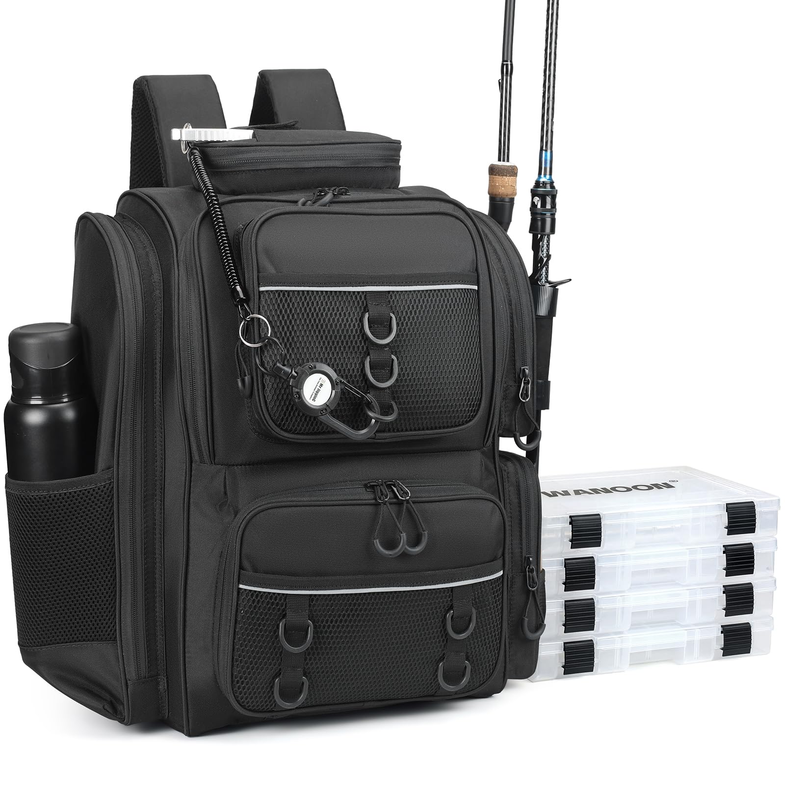 Kelokeli Fishing Backpack with Rod Holder Lightweight Water Resistant Tackle Backpack for Freshwater or Saltwater Large Storage High-Performance