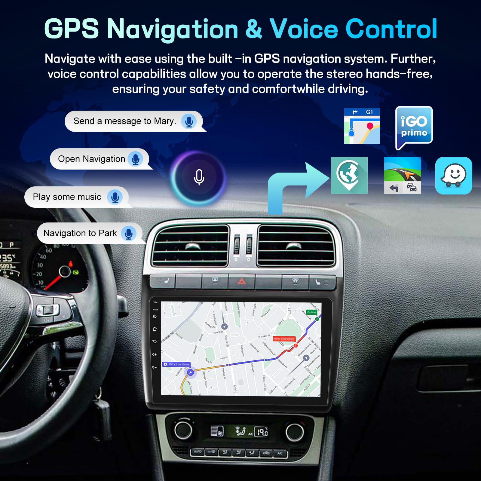 Android Autoradio für Volkswagen VW Polo 2008–2020, 9-Zoll Touchscreen Display 2+64G, Wireless CarPlay Android Auto, GPS WiFi, DSP, FM RDS Radio, Bluetooth, USB + Rückfahrkamera