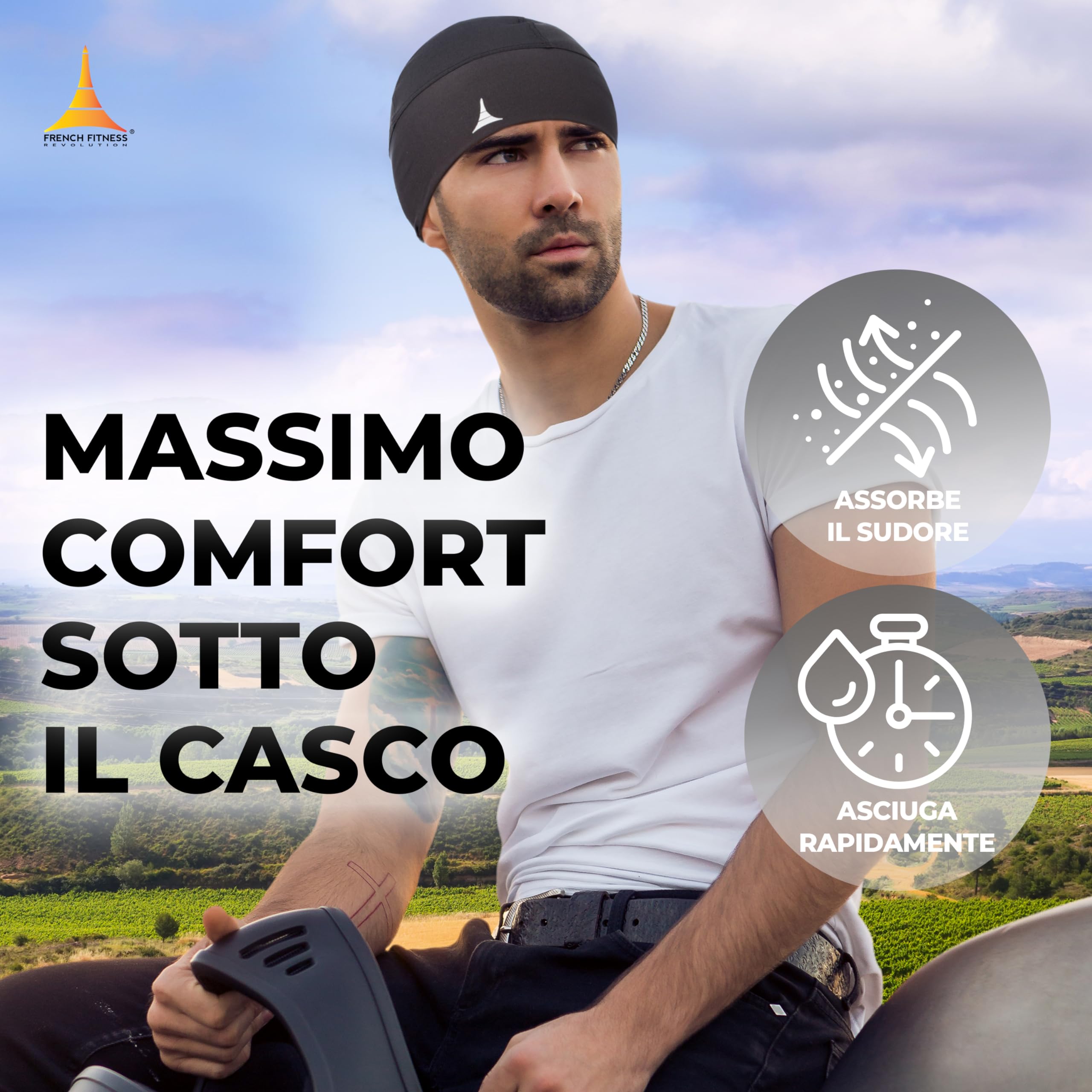 Berretto Calotta per Casco, Traspirante Prestazioni ottimali Anti-umidità. Si Adatta sotto Il Casco.
