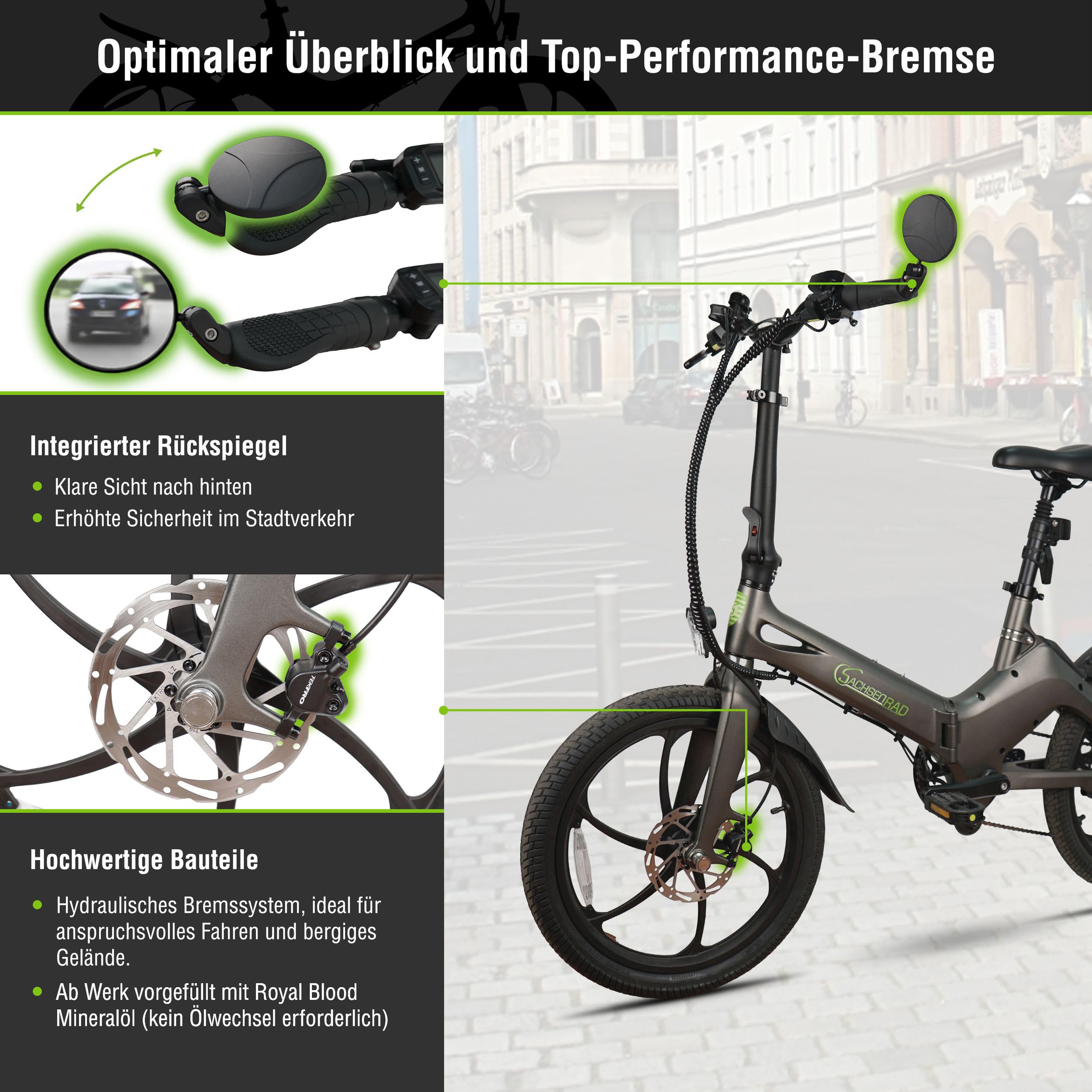 E-Folding Race Bike F11 Pro MagPuma - 20 Zoll Klapprad mit Transporttasche, IF Design Award ausgezeichnet. ultraleichter Magnesiumrahmen nur 19 kg, inkl. Rückspiegel, StVZO-Zulassung