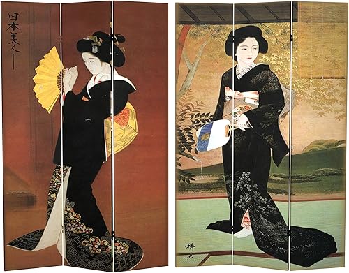 Oriental Furniture Separador de habitación de lona japonesa de doble cara de 6 pies de alto
