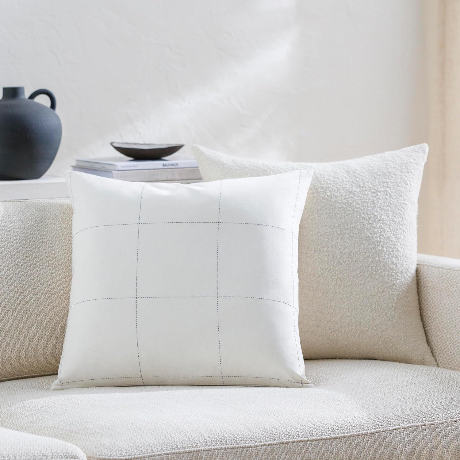 Livabliss Ranchi481795 Pillow, Square, Off- White