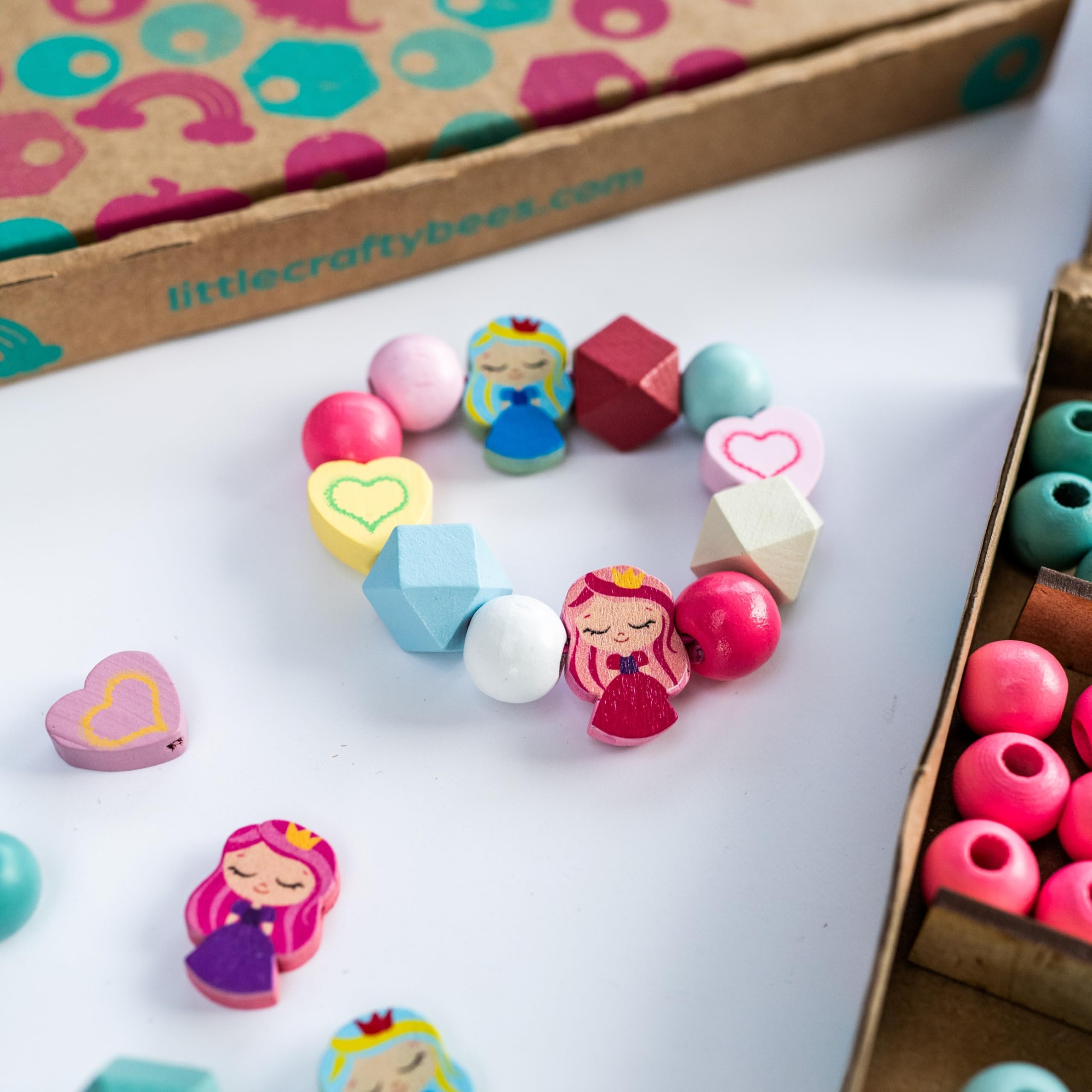 Little Crafty Bees DIY Princess Bead Bracelet Kit: Personalized Craft Gift for Girls Kids Jewellery Making Set - Image 4
