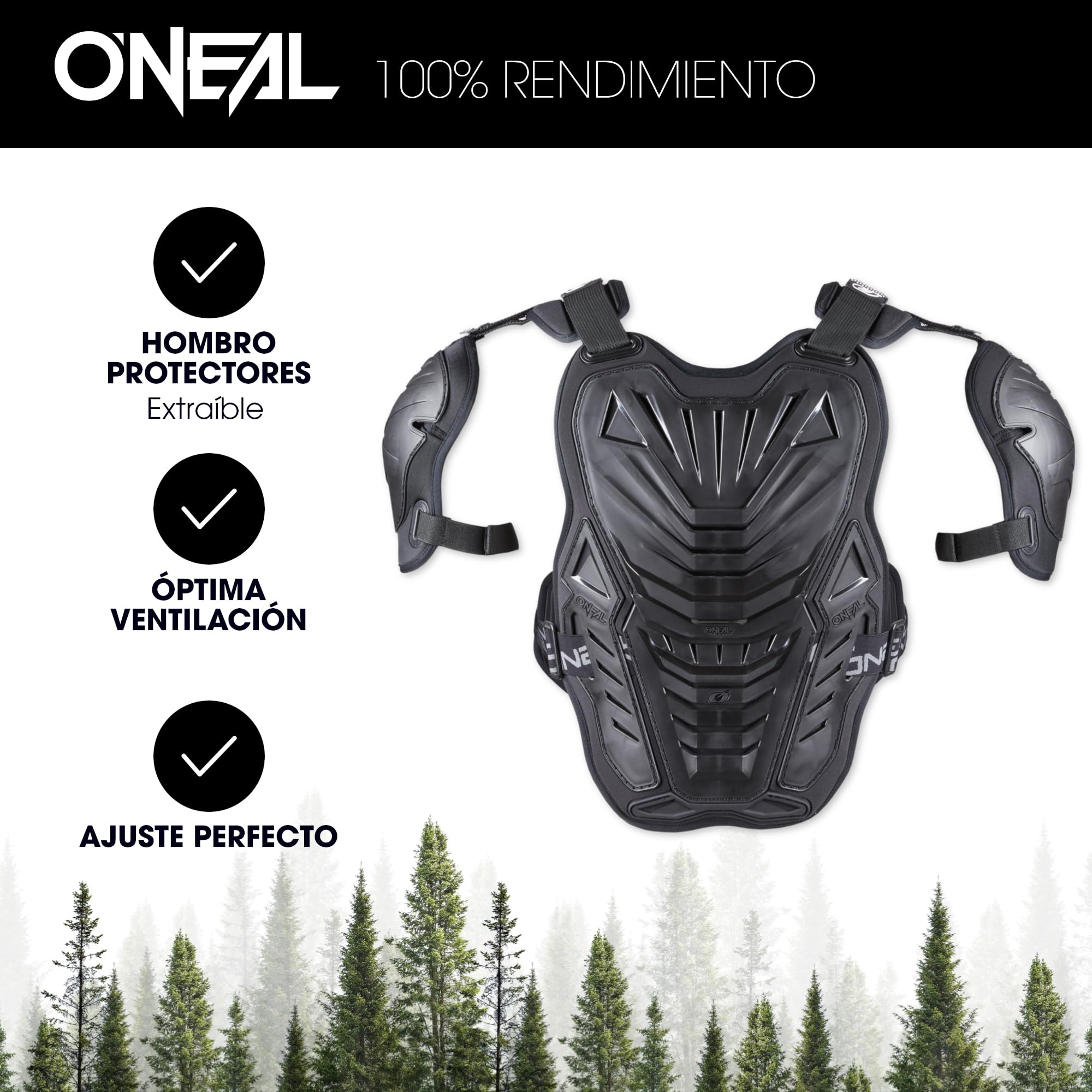 O'NEAL Protector de pecho | Motocross | Componentes de plástico de alta calidad, certificado según la norma EN 14021, sistema de correa ajustable | Progression Chest Protector Lite V.22.