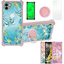 Solana Mobile Saga Phone Case Compatible with Osom OV1 Saga Phone Phone Case Cover [with Tempered Glass Screen Protector][Hard PC + Soft Silicone][Ring Support] [Gold Glitter+Luminous] JSF-YHD