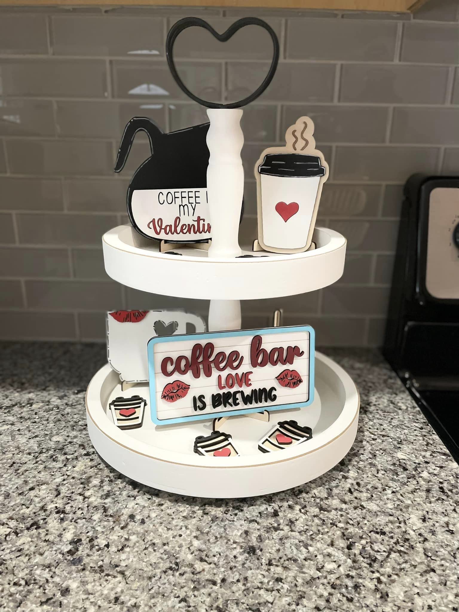 Tiered Tray Stand,Two Tier Tray,2-Tier Decorative Trays, White Tiered Tray for Vintage Decor, Round Wooden Platter for Macaron Plate Cakes, Fruits, Desserts Fruits(White Round)