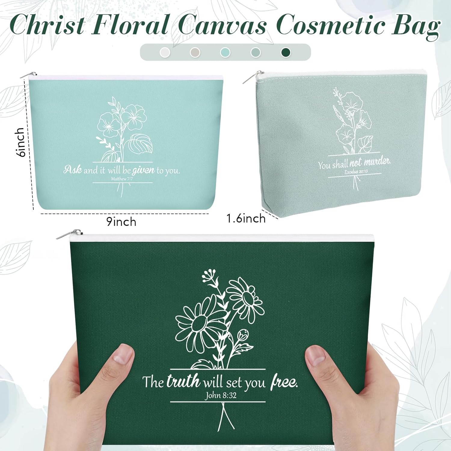 Kacctyen 20 Pcs Christian Christmas Gifts for Women Bible Religious Makeup Bag with Zipper Canvas Cosmetic Bags Bulk for Christmas Back to School Vbs Church Nurse Teacher Homeless(Five Colors) - Image 2