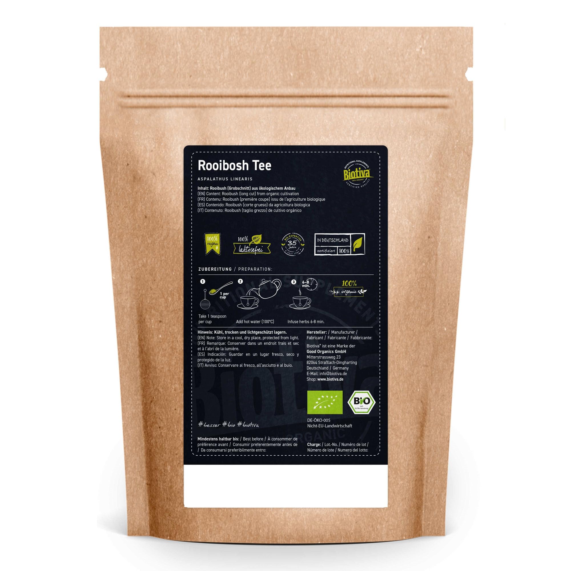 Biotiva Rooibos Herbata Bio 500 g (2 x 250 g) – Aspalathus Linearis