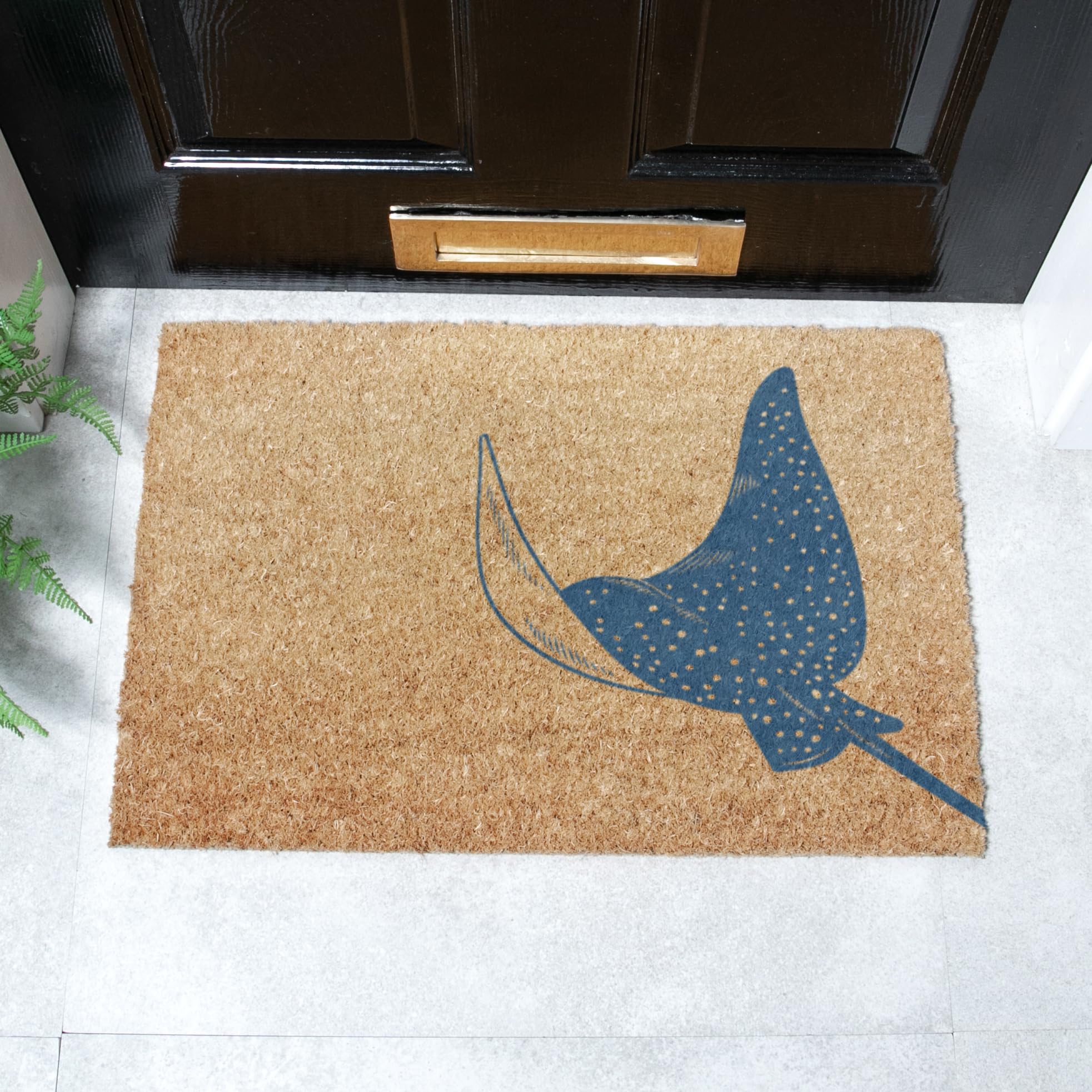 Artsy Mats - Sting Ray Coir Doormat - Made from Tufted Coconut Fibre - Non-Slip Natural Rubber Backed Doormats Indoor - Heavy Duty, Decorative OutDoormats, (60x40cm) — image 1