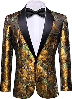 Barry. Wang Men's Sport Coats & Blazers Flower Suit Jacket 1 Button Paisley Tuxedo Mardi Gras Carnival Parade Gift