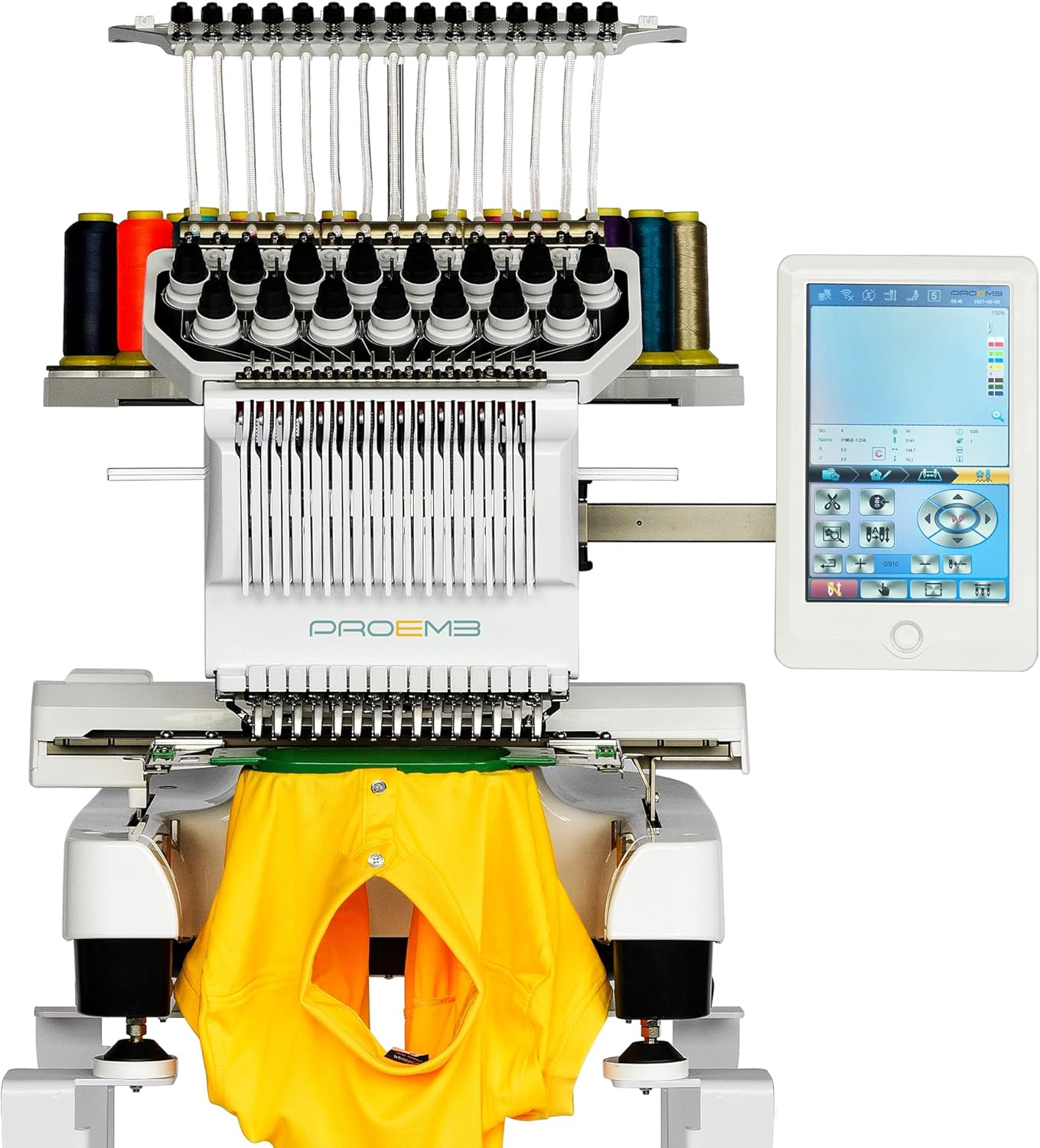BF-1500 15 Needles Embroidery Machine for beginner 14x8" Embroidery Area,1200SPM Max Speed Multi Needle with 10" Touch Screen,Commercial Embroidery Machine for 3D Hats, Flat, T-shirt and more