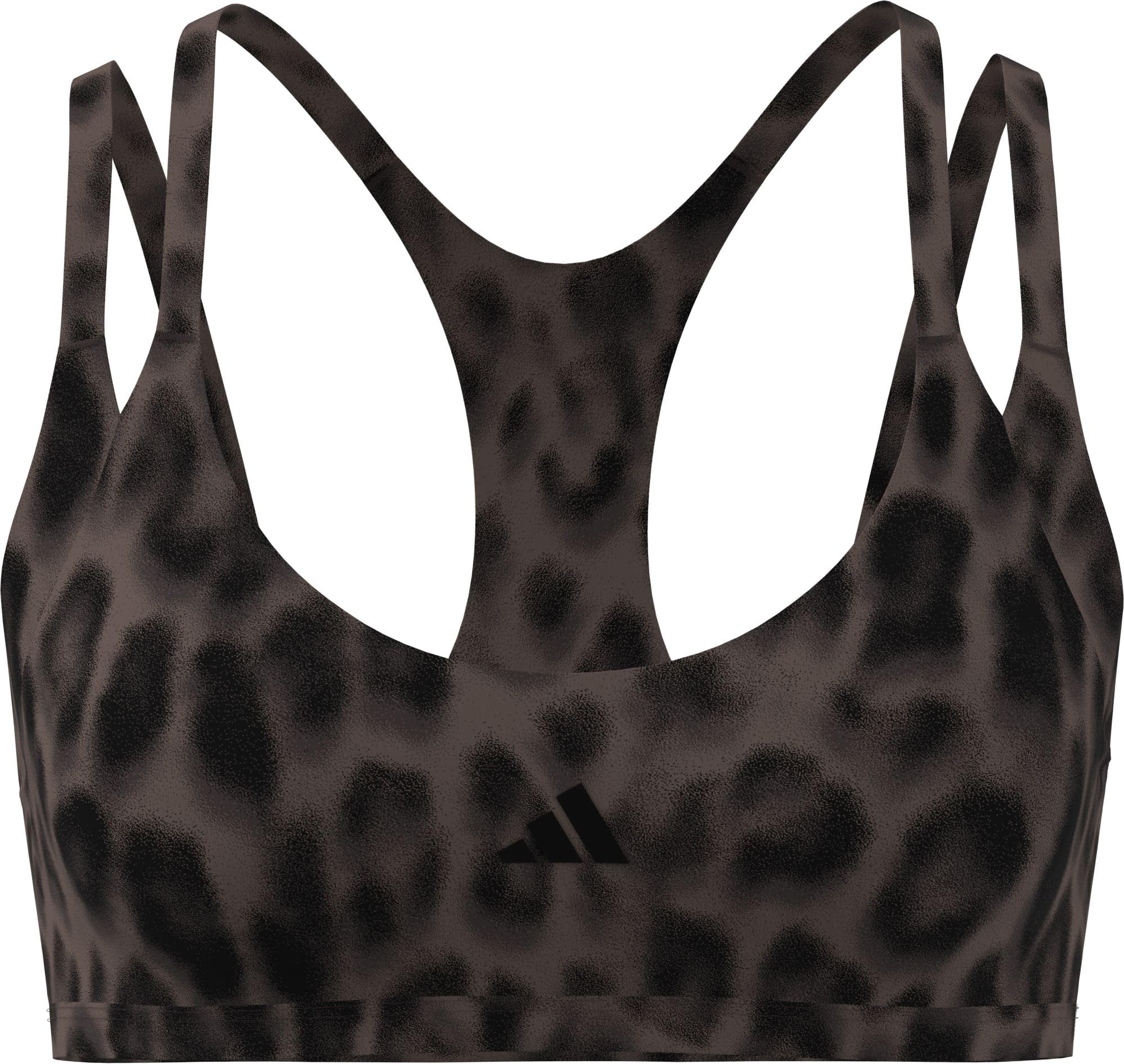 adidas Women's Optime Workout Leopard Strappy Light Support Bra, Earth strata/Black/Print, XS