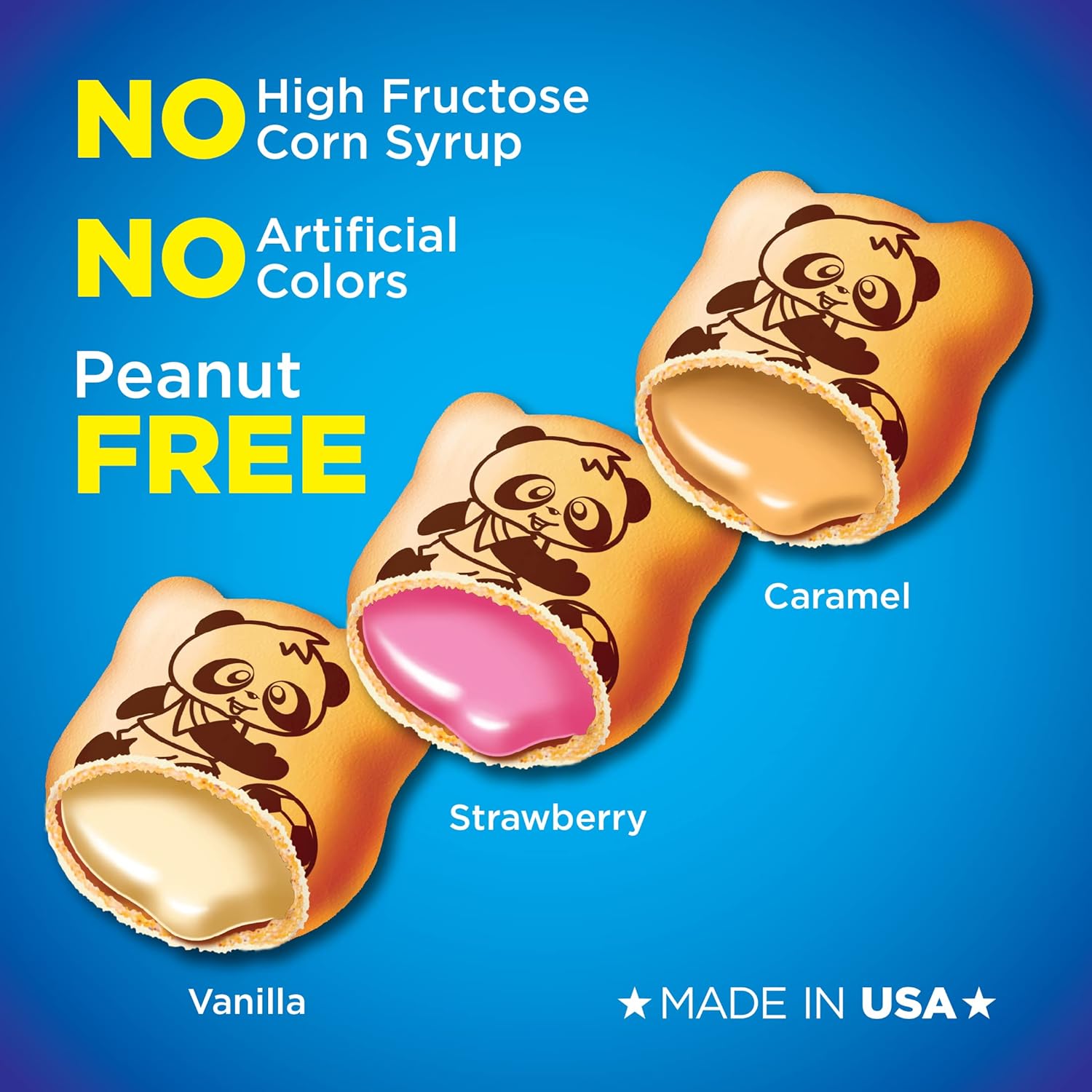 Meiji Hello Panda Cookies Bundle - Chocolate, Vanilla, Strawberry and Caramel Crème Filled - 2.2 oz, Pack of 6 - Bite Sized Cookies with Fun Panda Sports