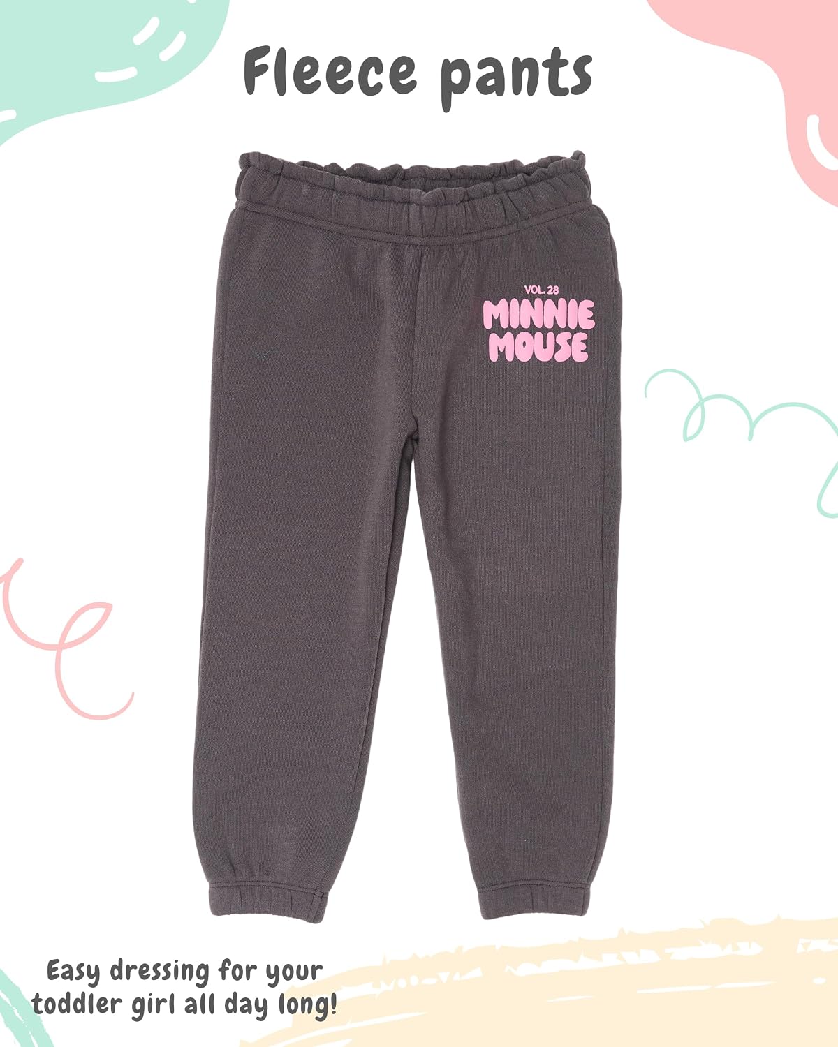 Disney Minnie Mouse Girls’ Hoodie and Jogger Pants Set with Puff Ink Print, 2-Piece Outfit