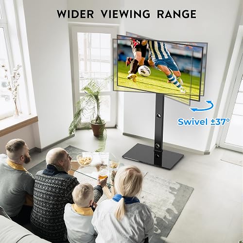 BONTEC TV Floor Stand for 30-70 Inch LED LCD OLED Flat Curved TVs, Height Adjustable Tall Swivel Standing TV Stand, Universal Freestanding Floor Standing TV Stand Base up to 40kg, Max VESA 600x400mm - 4