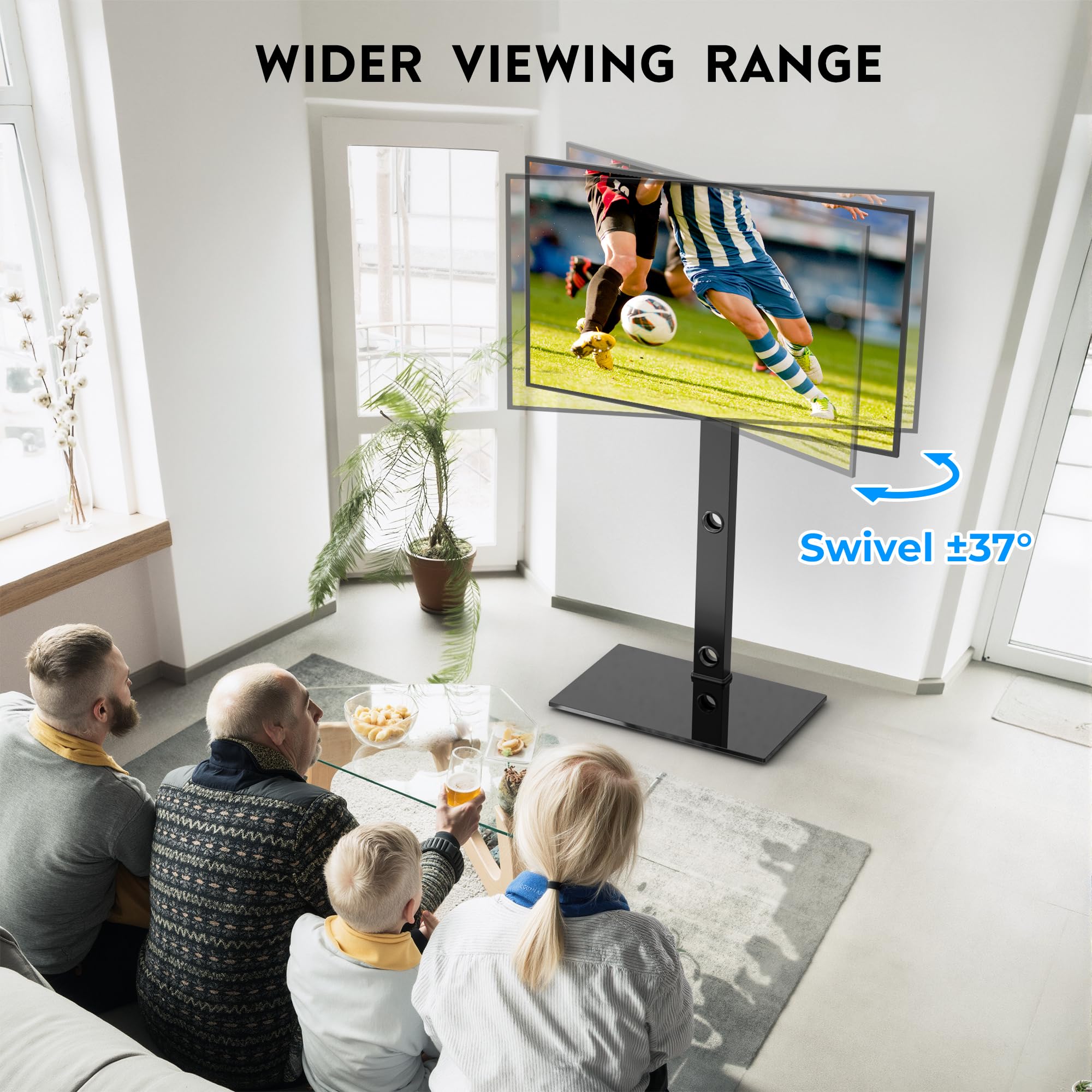 BONTEC Supporto da pavimento per TV da 30-70 pollici a LED LCD OLED al plasma piatto curvo, altezza regolabile alto TV Stand con staffe fino a 40kg, Max VESA 600x400mm.