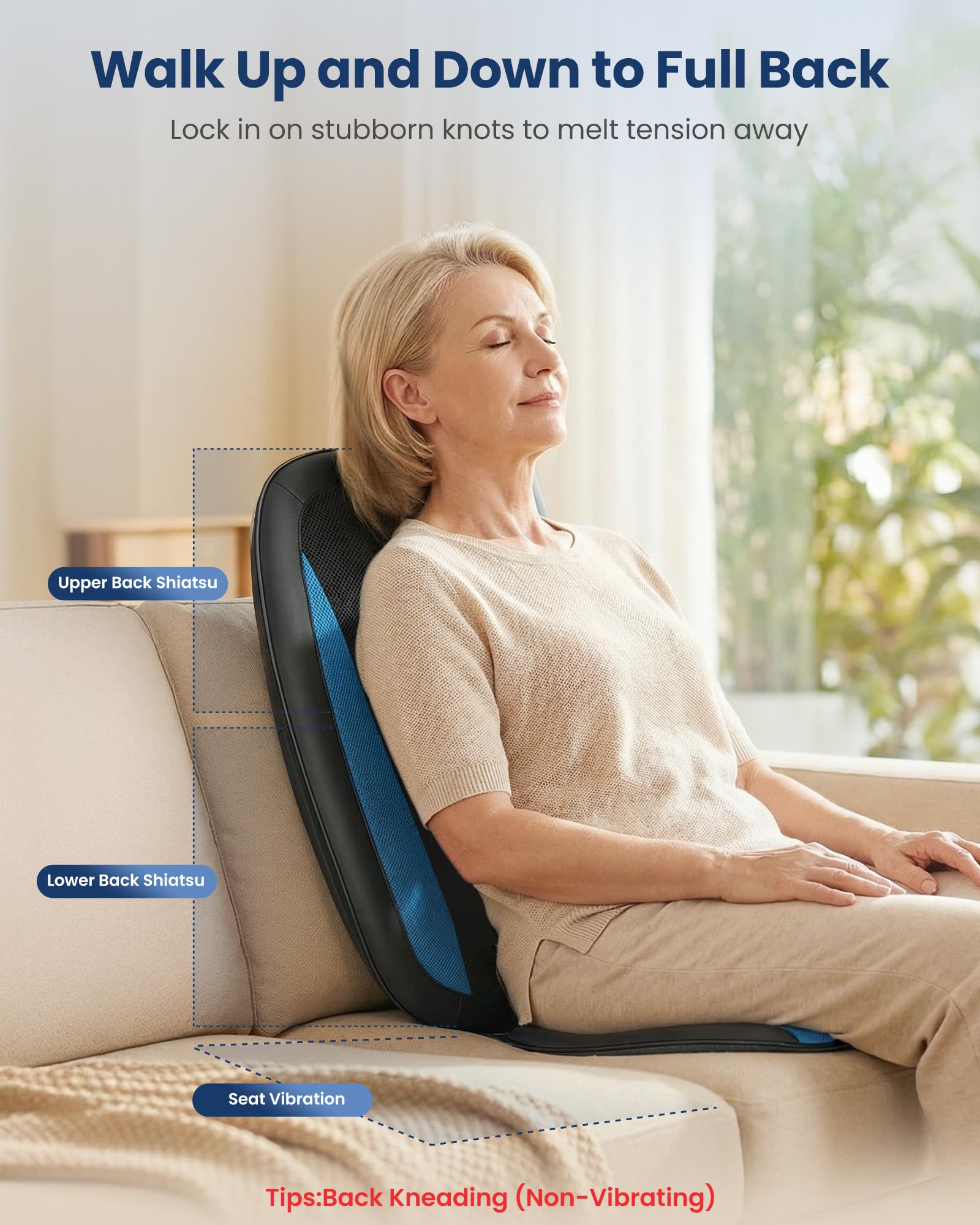 COMFIER Shiatsu Massagesitzauflage, Rückenmassagegerät mit Wärme & Vibrationsfunktion, Entspannung für Nacken, Schulter und Rücken, Massagematte für Zuhause und Büro, Geschenk für Männer und Frauen