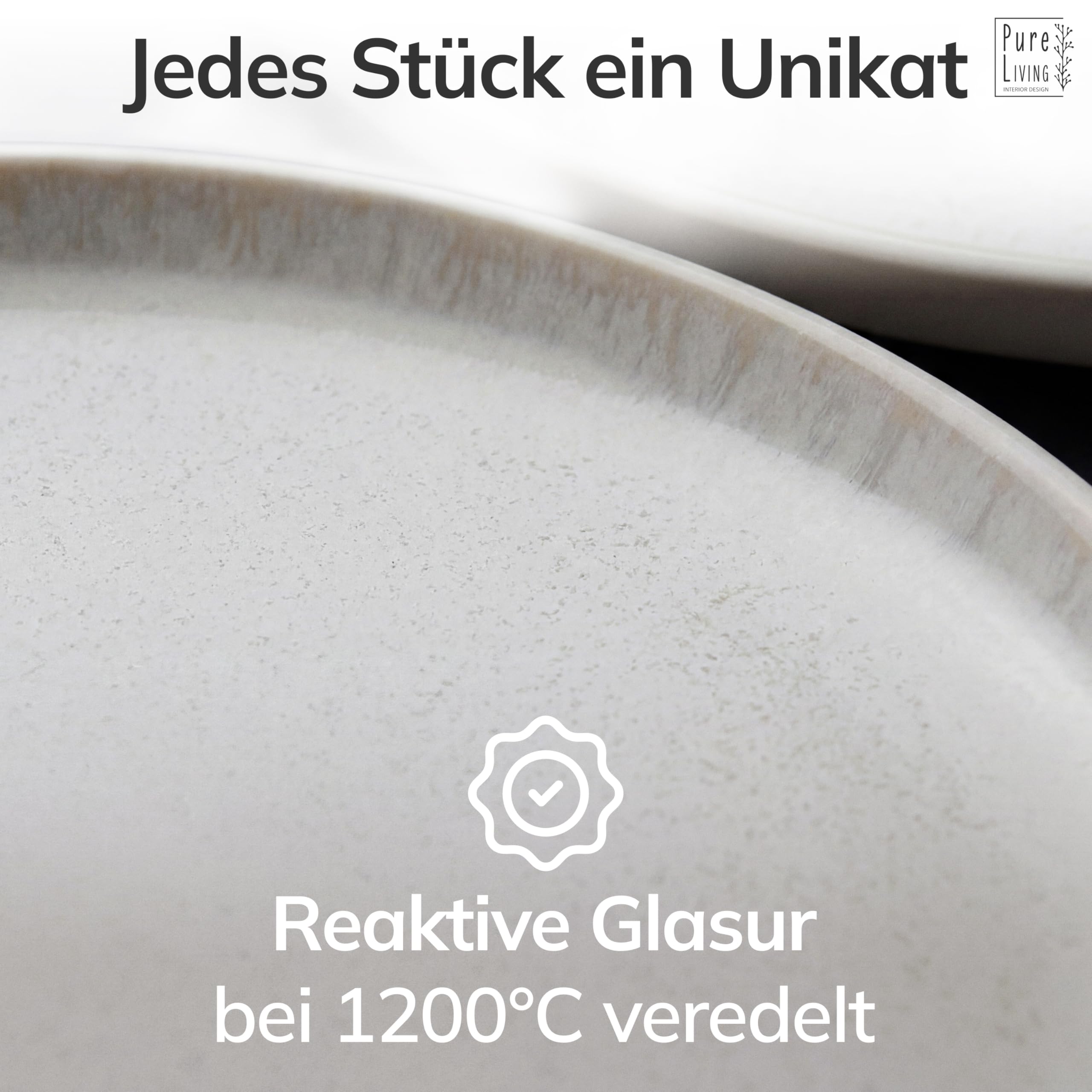 Steingut Geschirrset 6 Personen Ibiza 24 tlg. TESTSIEGER, Traumhaftes Mediterranes Steingut Geschirr Set, Schüssel- und Teller Set, Tafelservice 6 Personen, Geschirrsets Pure Living in Beige