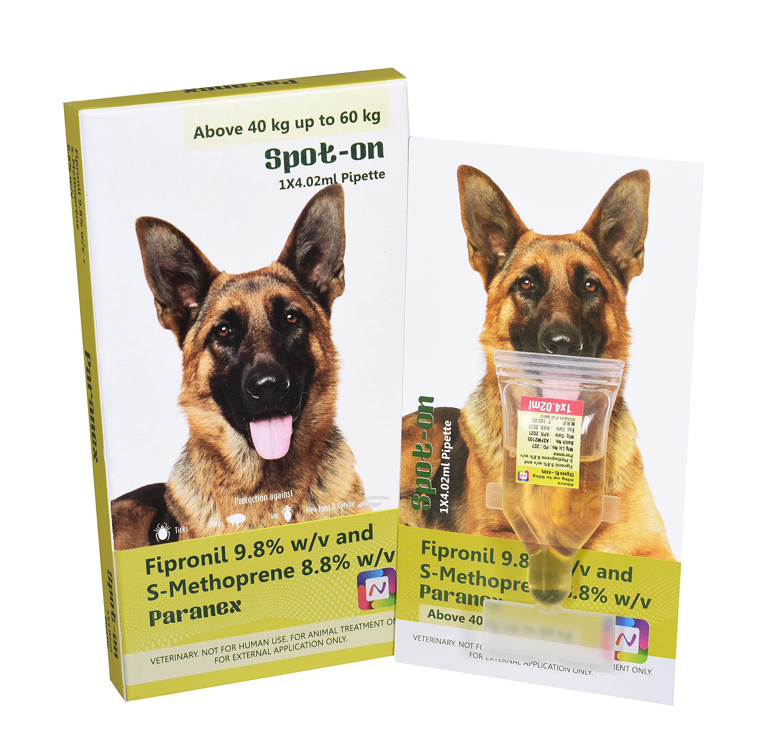 Paranex Spot On for Control & Treatment of Ticks, Fleas & Chewing Lice infestations for Dogs 40kg to 60kg