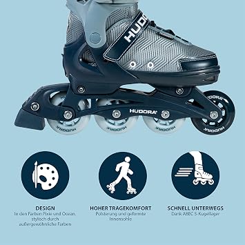 HUDORA Inline Skates Mia/Leon 2.0 - Inliner für Kinder/Jugendliche & Erwachsene in versch. Größen & Farben - Roller Skates bis zu 4 Größen verstellbar - bequeme & stilvolle Rollerskates