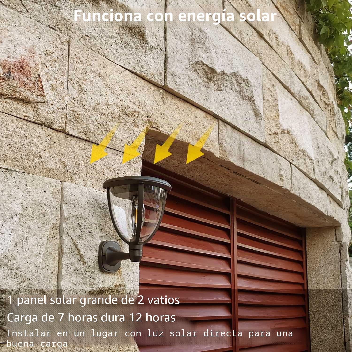 Juego de 2 Luz Solar Exterior Jardin, Luces Led Solares IP65 Impermeables | Alinana Aplique Solar Exterio con dos Modos de Brillo rcon Iluminación de 360° para Patio y Garaje (Blanco Cálido 2700K)
