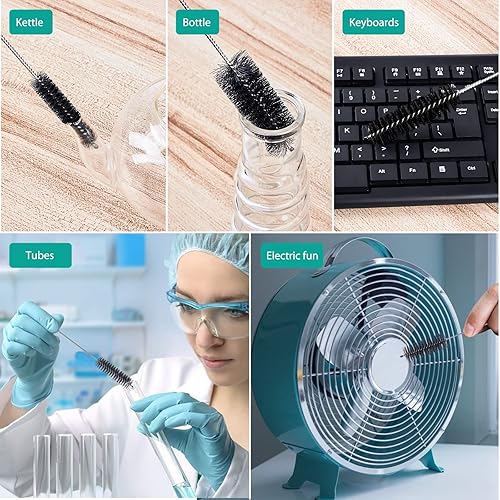 Miniatura 7 de CiaraQ Cepillos de limpieza de botellas, juego de cepillos de tubo de nailon de 8 pulgadas, limpiador para botellas de cuello estrecho, tazas con