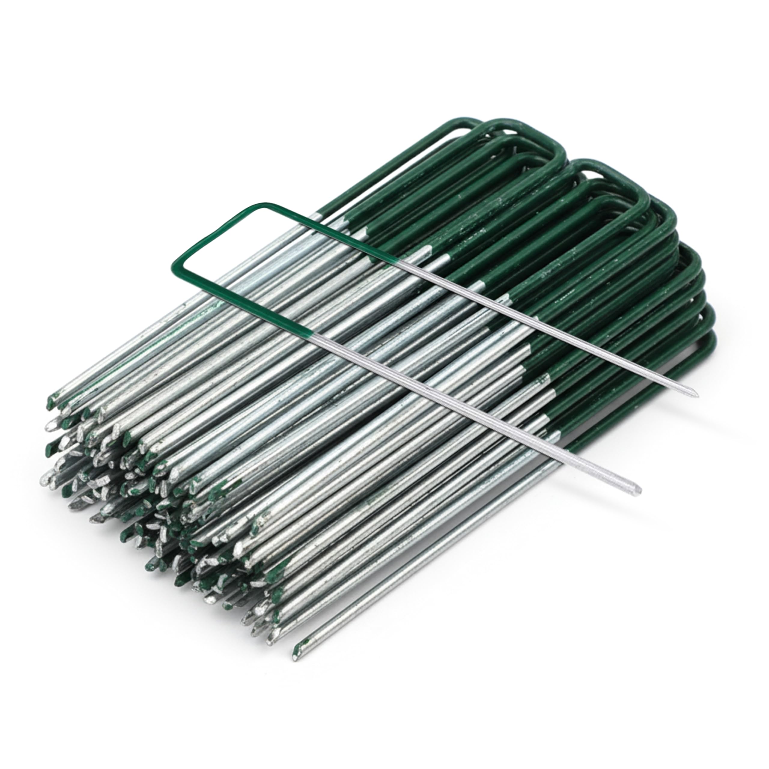 GroundMaster 6" Galvanised Steel Artificial Grass Staples – 150mm Heavy Duty U-shaped Tent Pegs - Durable Ground Pegs for Membrane, Landscaping Fabric, Tents & Garden Securing (Pack of 100)