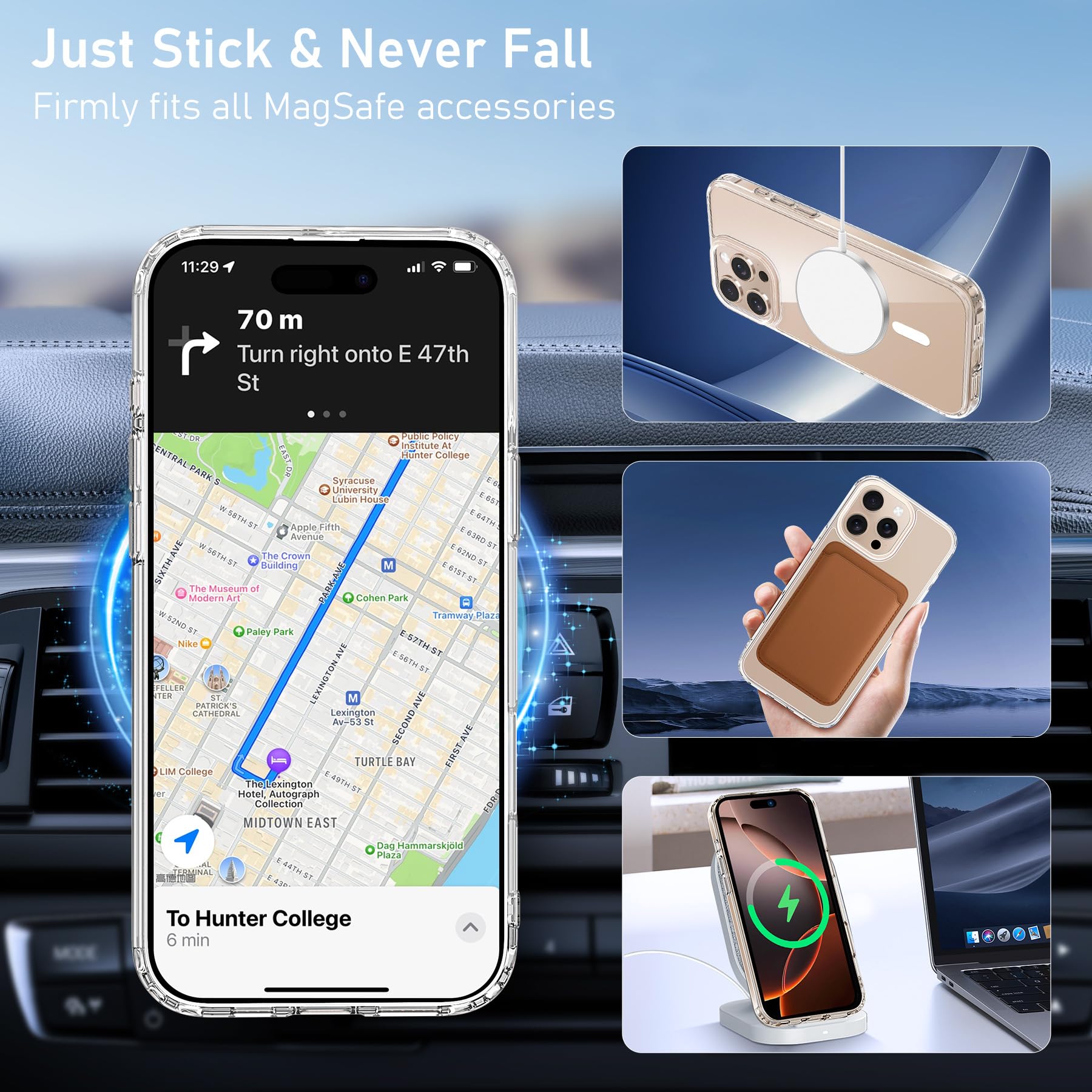 YisrLery Magnetica Cover Compatibile con iPhone 16 Pro con 2 Vetro Temperato e 2 Vetro Fotocamera, Compatibile MagSafe Hard PC Anti-Graffio Protettiva Antiurto Bumper TPU Custodia 6.3" (Trasparente)