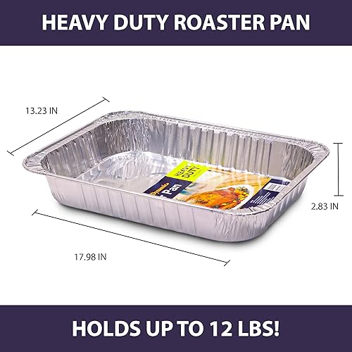 Miniatura 2 de Dynamic Sartén de aluminio resistente (paquete de 24) bandeja de 17.98 x 13.23 x 2.83 pulgadas, para asar, tamaño compacto, apto para horno,