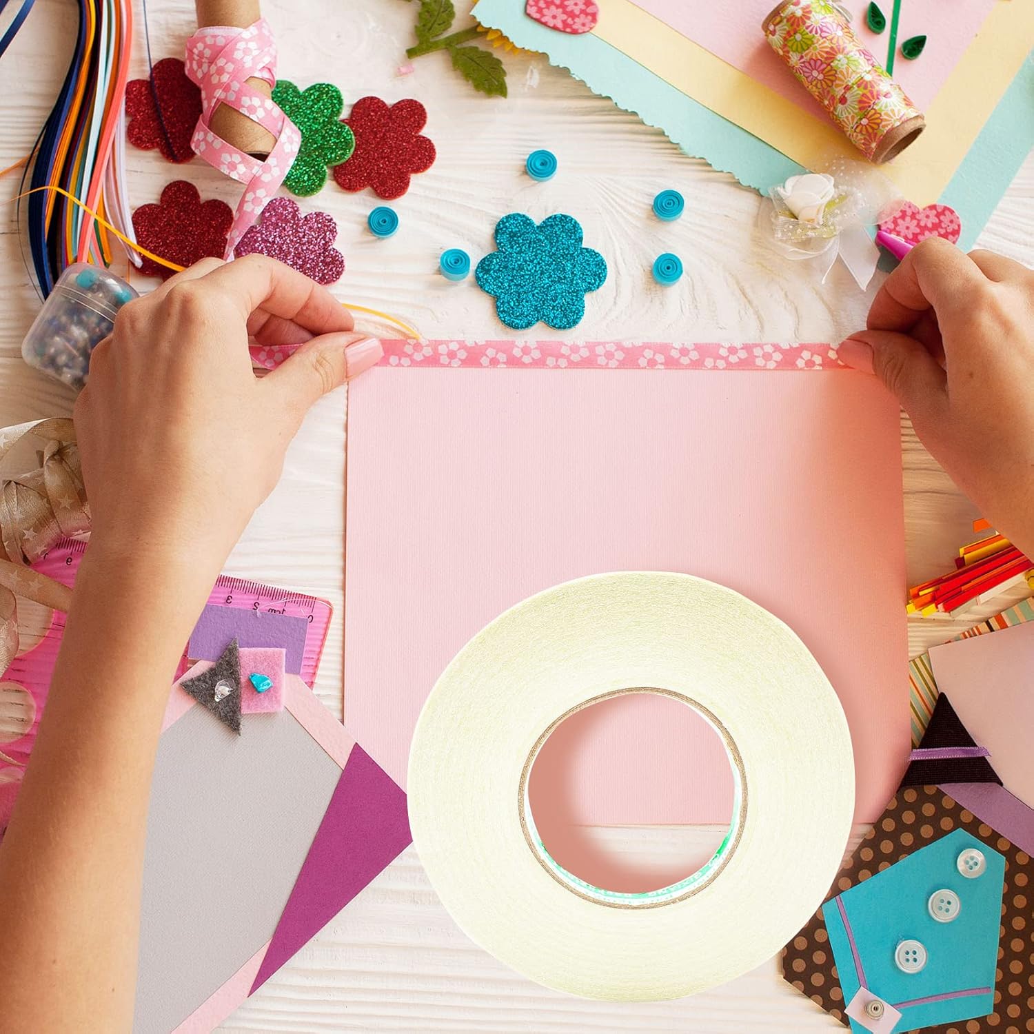 1/2 Inch x 200 Feet Fabric Tape Double Sided, Clear Adhesive Cloth Hem Tape Leather Tape No Sew Stitch Witchery Hemming Tape for Clothes, Fabric, Pants, Dress thumbnail