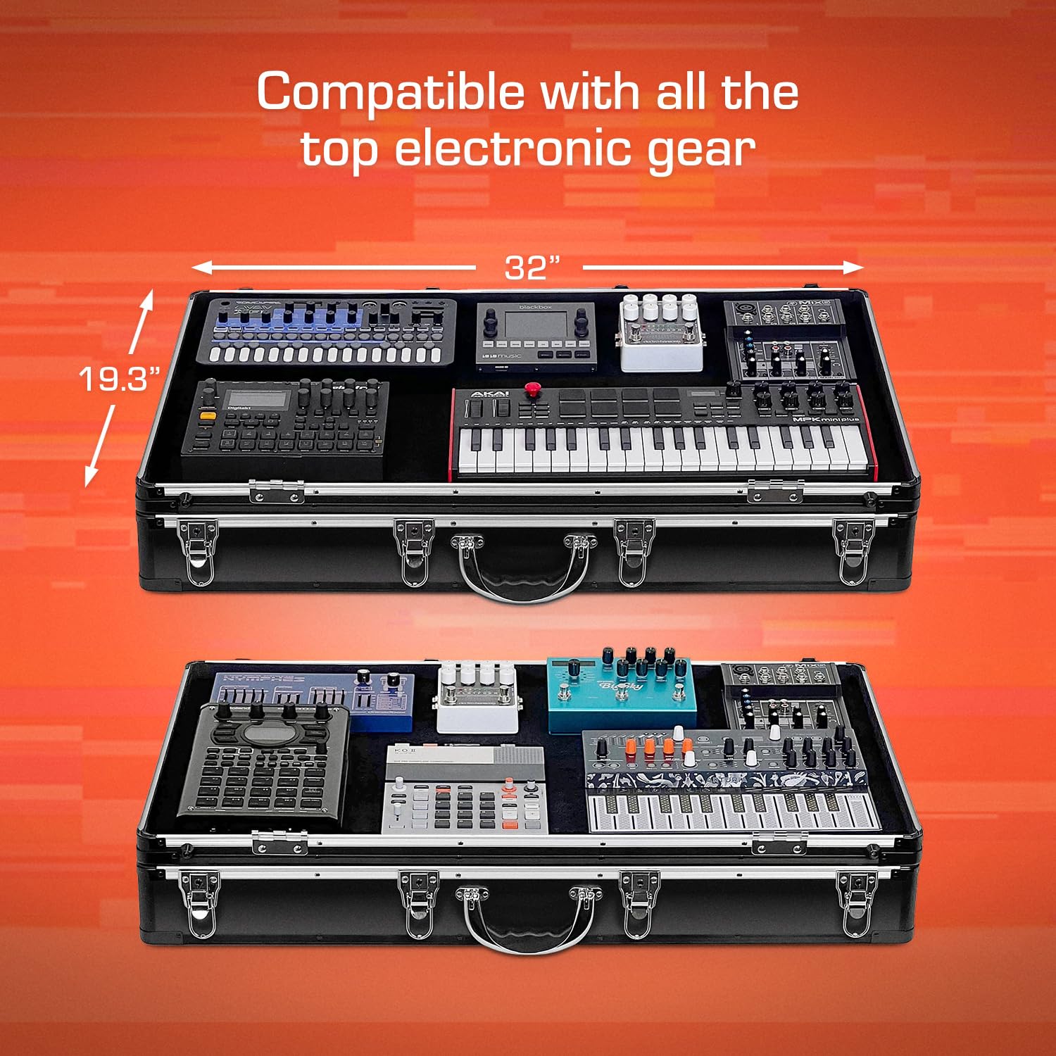 Analog Cases UNISON Performance Case XL, valigia da trasporto DJ (borsa da trasporto leggera e resistente, massima protezione, valigia DJ per il trasporto di più dispositivi), nera
