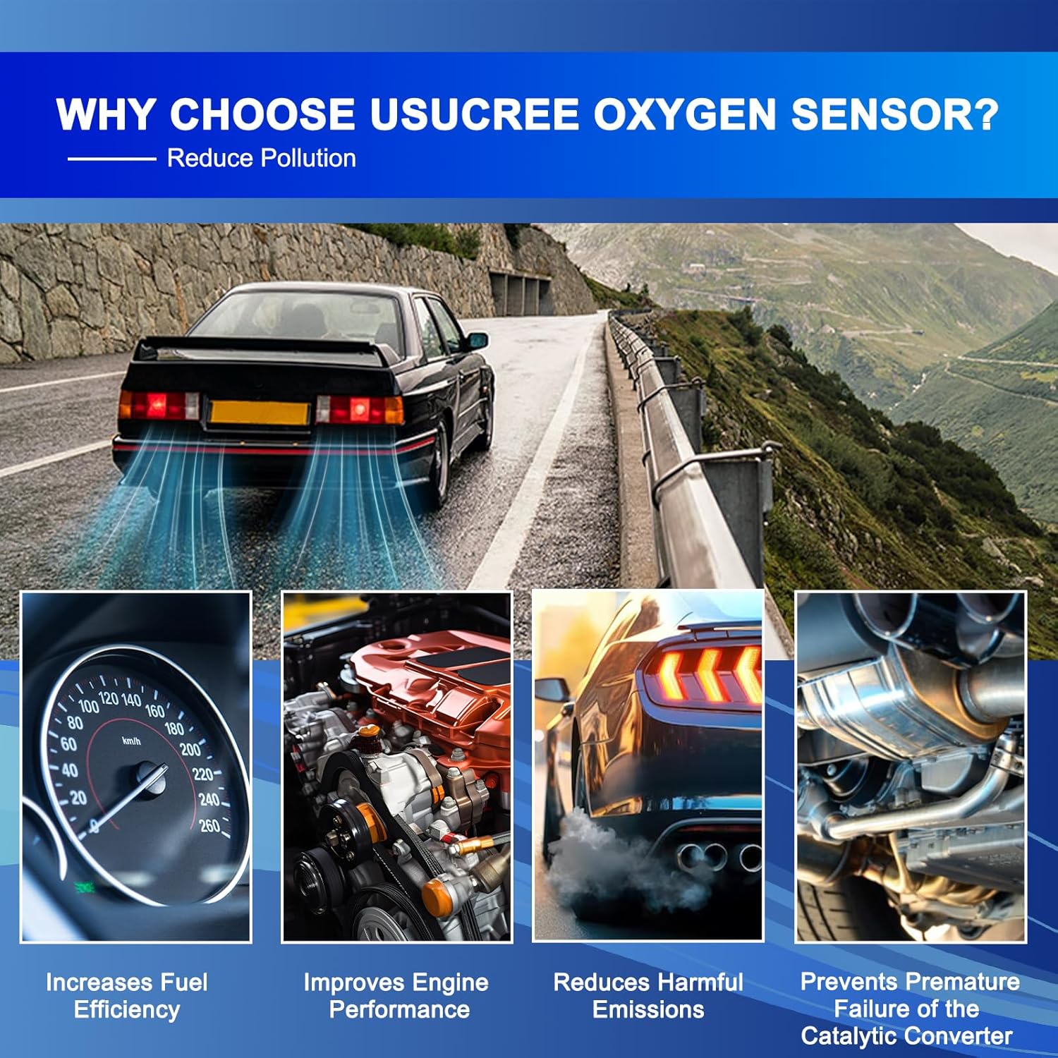 2Pcs 234-5055 234-4568 O2 Oxygen Sensor, Automotive 02 Sensors Upstream Downstream Compatible with Kia Rio 2012-2014, for Soul L4 1.6L 2012-2015, for Hyundai Accent Veloster 2012 2013 2014