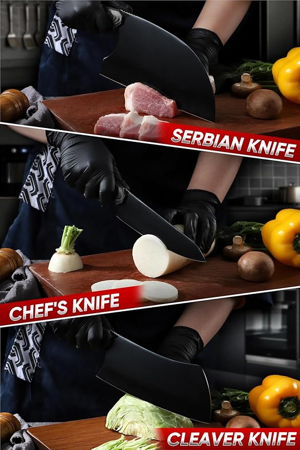 Set Cuchillos Cocina 6 Piezas Titanio Negro miniatura 5