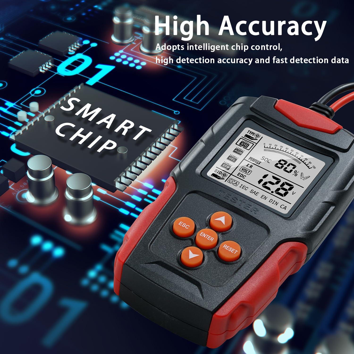 Car Battery Tester 24V 12V,Automotive Battery Load Tester for Car Truck Motorcycle ATV SUV Boat Yacht,100-2000 CCA Automotive Alternator Tester Digital (Red)