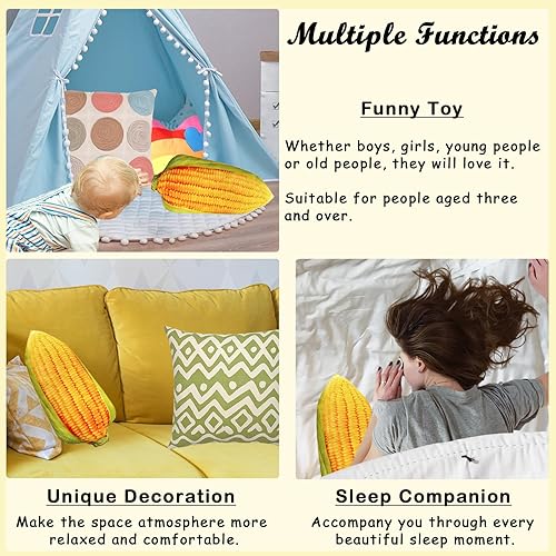 Miniatura 3 de zhidiloveyou Juguete de peluche de maíz con forma de vegetal, linda almohada para plantas, regalos divertidos para decoración de alimentos, 19.6
