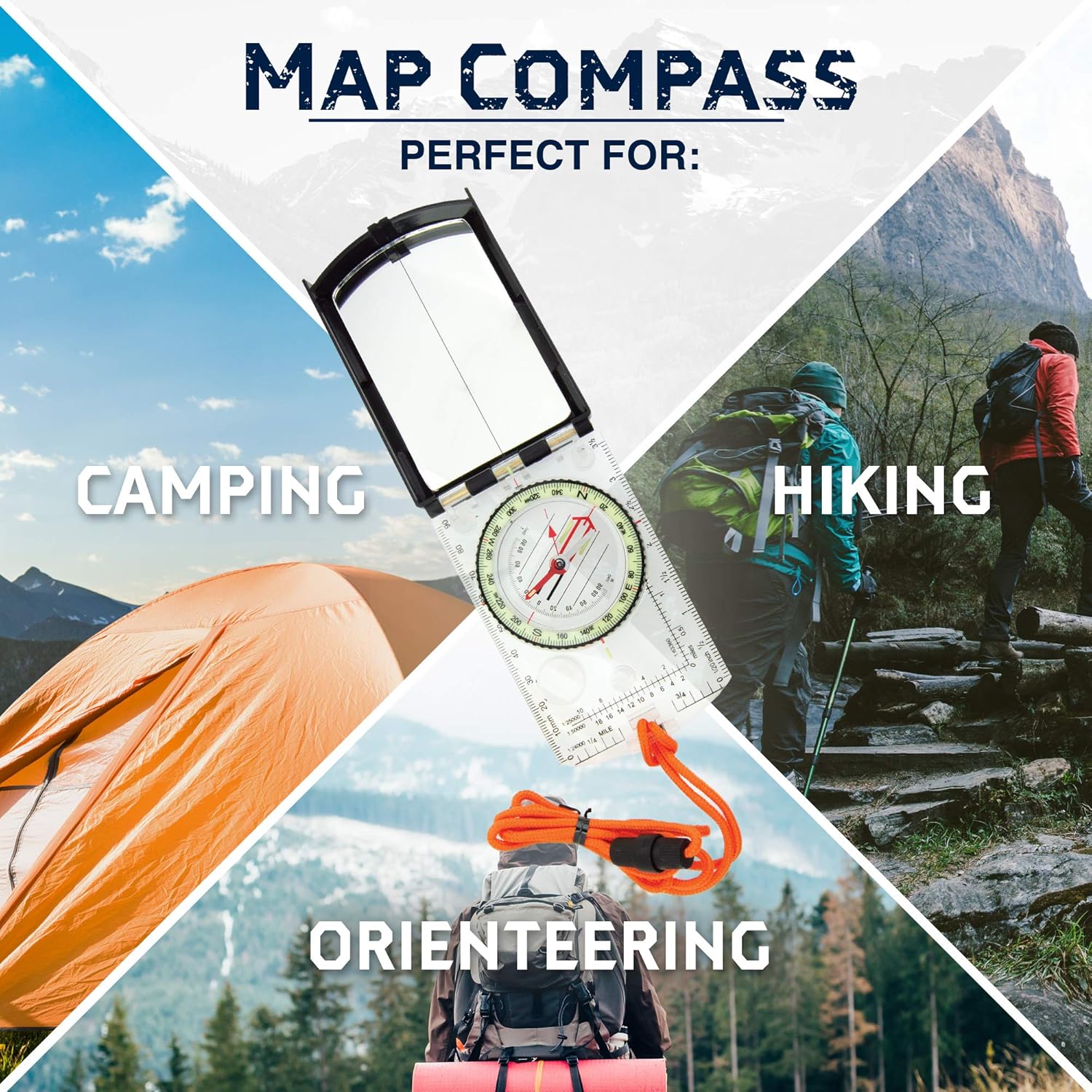 Sun Company ProSight Sighting Map Compass with Adjustable Declination - Handheld Orienteering Baseplate Compass for Hiking, Backpacking, and Survival Navigation : Sports & Outdoors