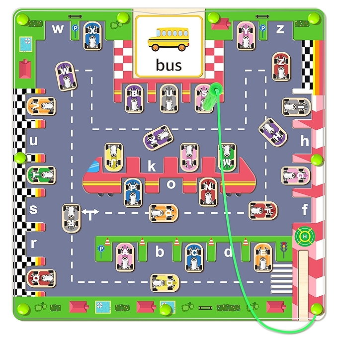 磁性字母迷宫玩具，蒙特梭利儿童学习益智木制拼图