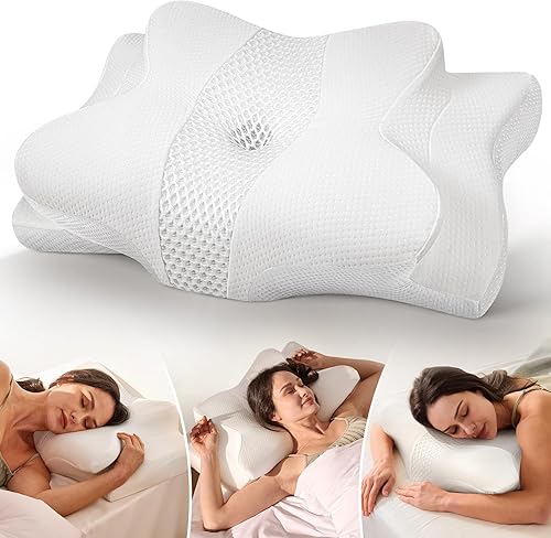 Cozyplayer Almohada cervical para el cuello verdaderamente refrescante para aliviar el dolor, almohada ergonómica para dormir de lado para soporte