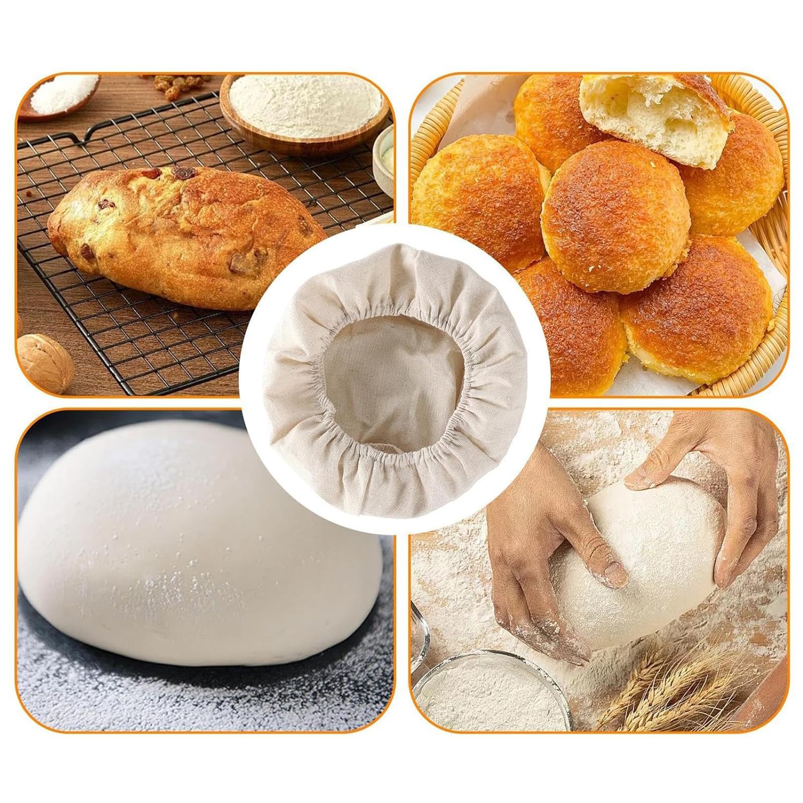Tissu Lin Pain 3 Bannetons Ovales Pour Pain Quixotical - Housses En Lin, Taille élastique, Accessoire Boulangerie Maison Kit Pâtisserie Maison