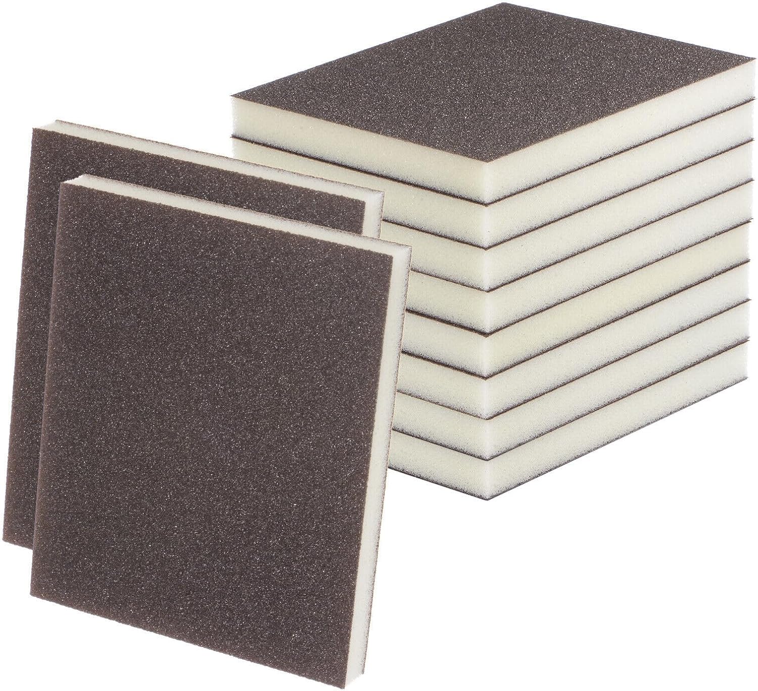 Toolparts And Accessories 10pcs Sanding Sponge Blocks 240-320 Grits Hand Block 120x100x12mm Brown&Yellow (#CN#130824-04163)