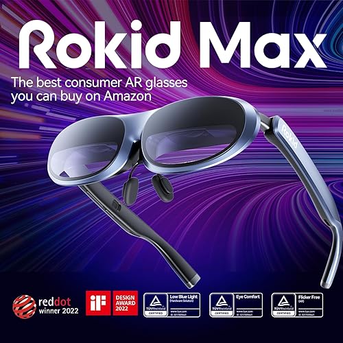 Miniatura 2 de Rokid Max AR Glasses, Smart Glasses with 360'' Micro-OLED Virtual Theater, 50 FOV, 600nits Brightness, HDCP Support & Cloud Gaming and Compatibility