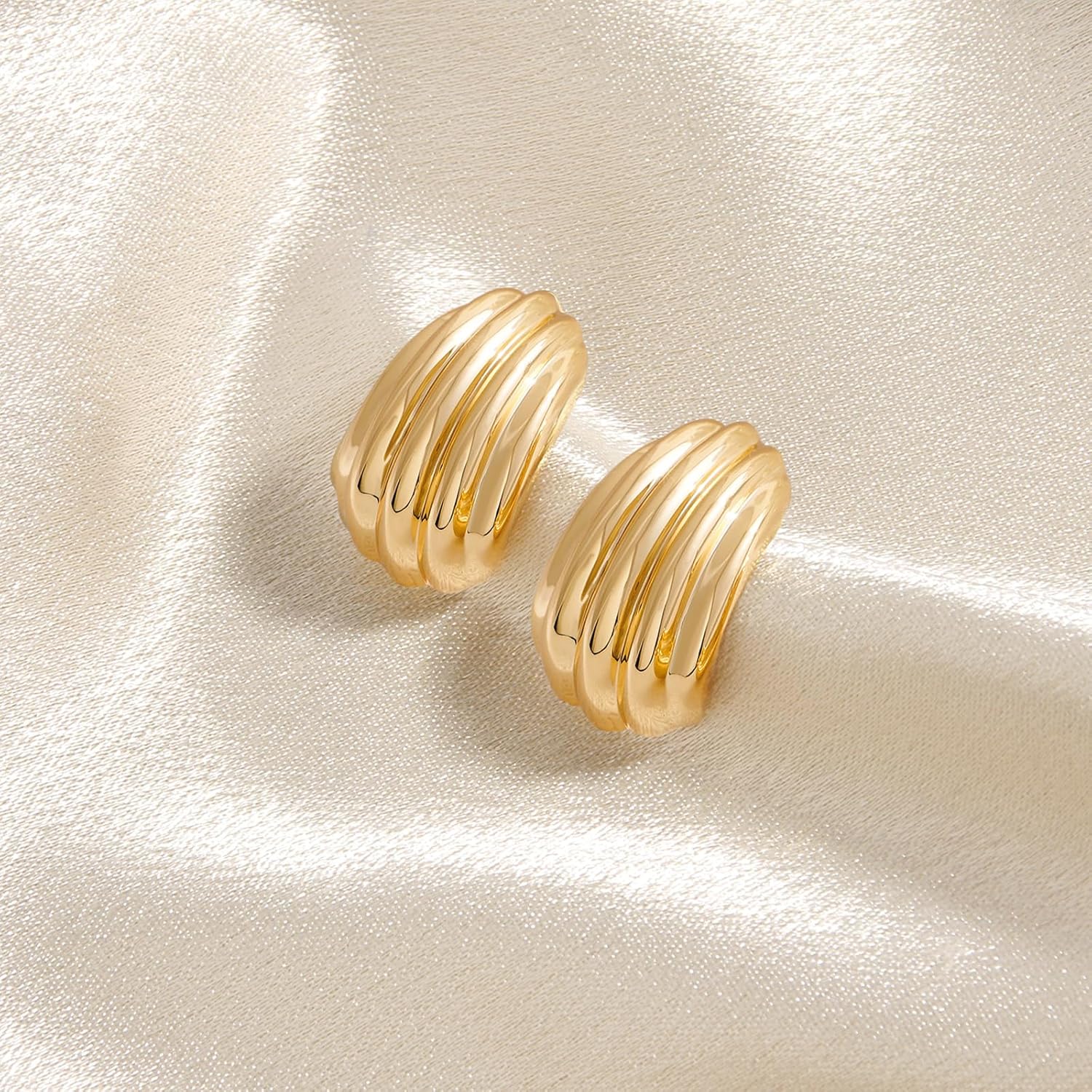 Large Statement Chunky Stud Earrings for Women Trendy Vintage Large Geometric Earrings Jewelry - Image 5